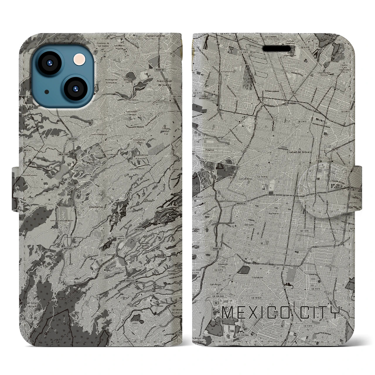 【メキシコシティ(メキシコ)】地図柄iPhoneケース(手帳タイプ)