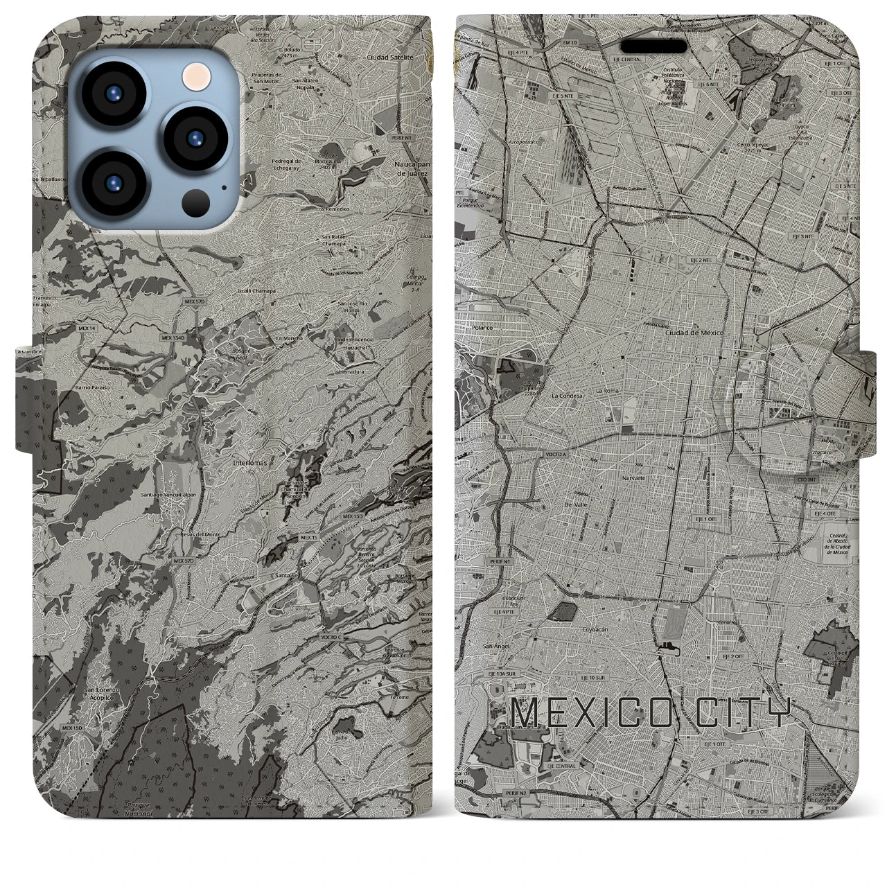 【メキシコシティ(メキシコ)】地図柄iPhoneケース(手帳タイプ)