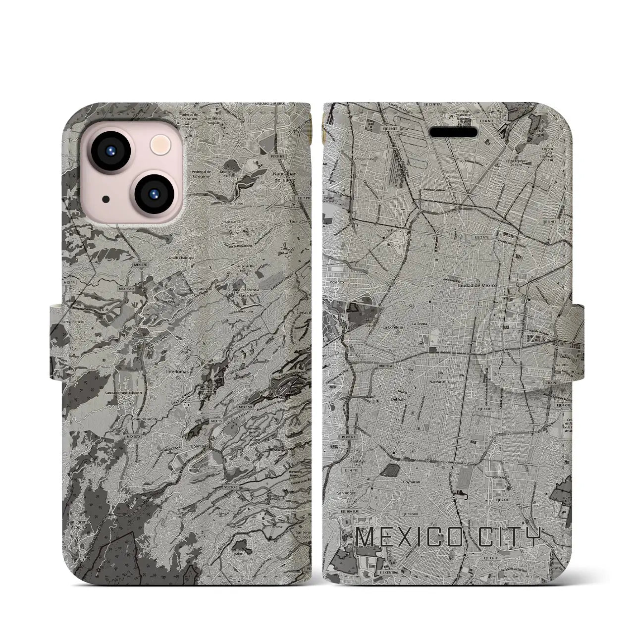 【メキシコシティ(メキシコ)】地図柄iPhoneケース(手帳タイプ)