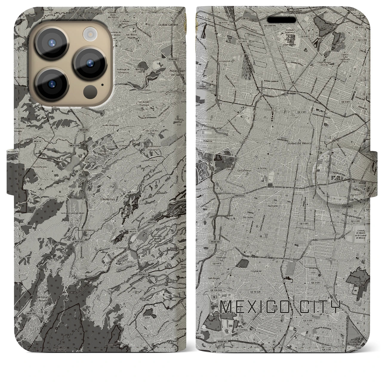 【メキシコシティ(メキシコ)】地図柄iPhoneケース(手帳タイプ)