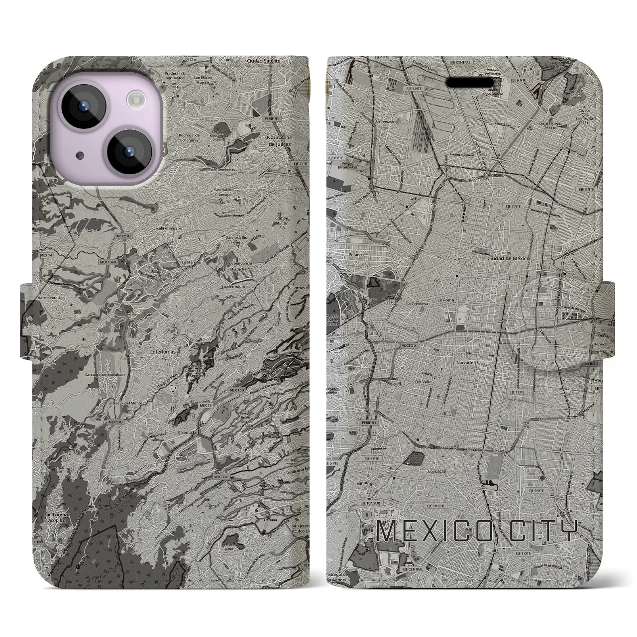 【メキシコシティ(メキシコ)】地図柄iPhoneケース(手帳タイプ)
