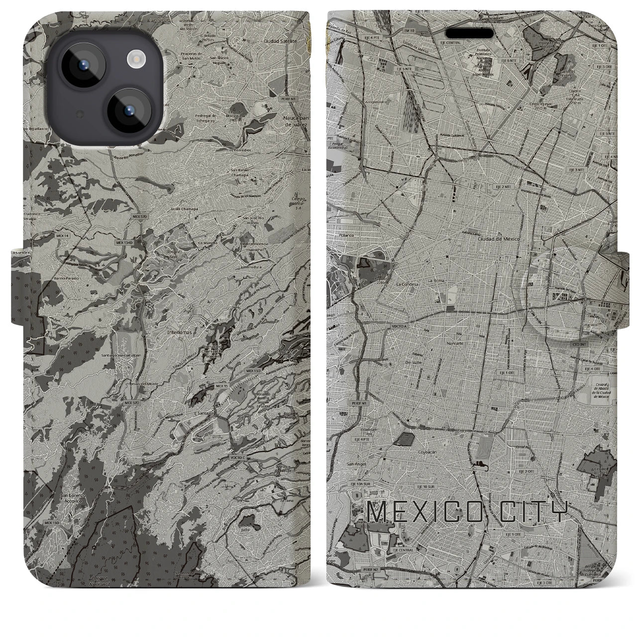 【メキシコシティ(メキシコ)】地図柄iPhoneケース(手帳タイプ)