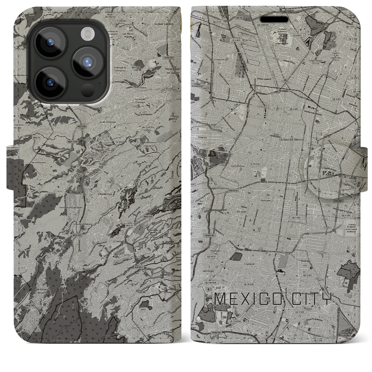 【メキシコシティ(メキシコ)】地図柄iPhoneケース(手帳タイプ)