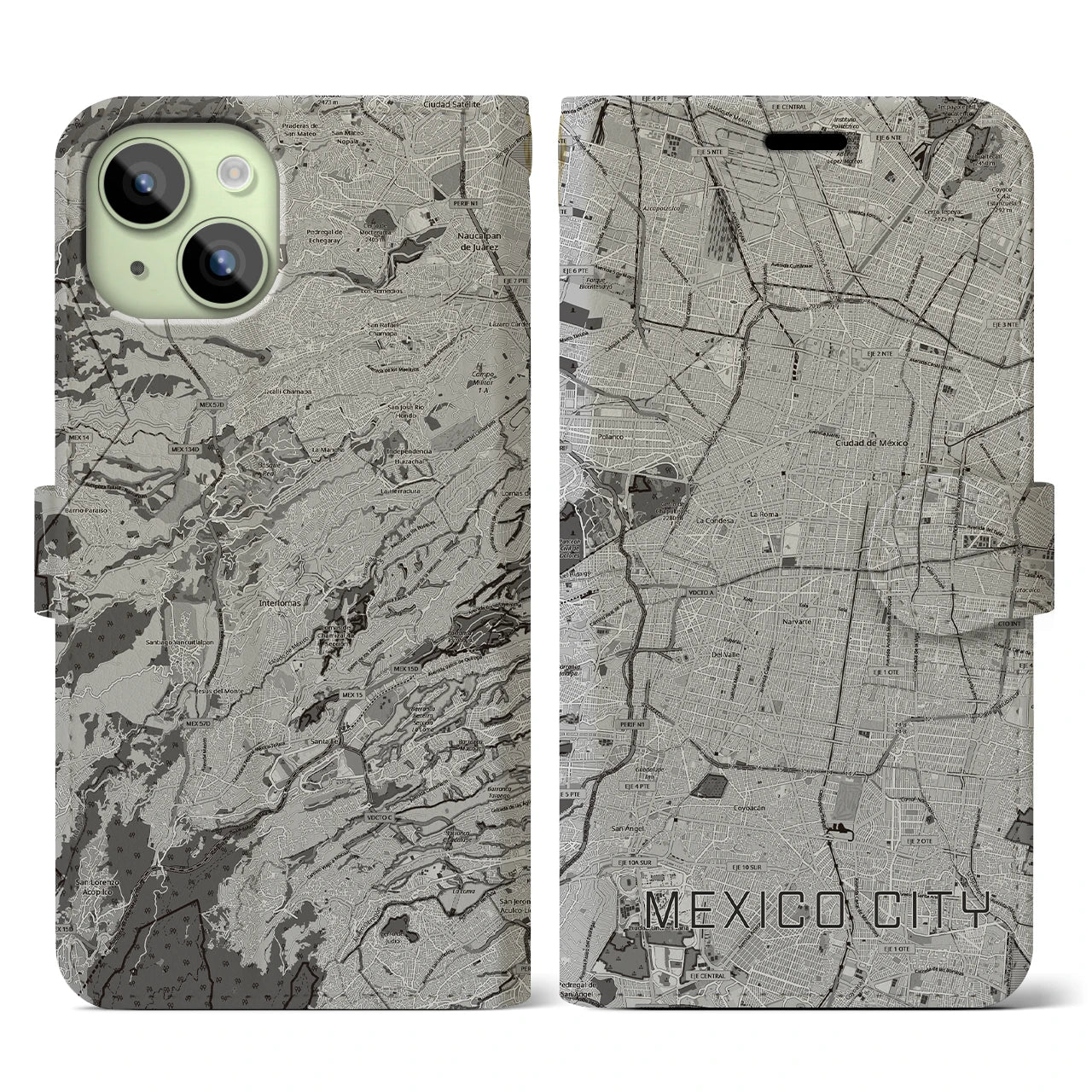 【メキシコシティ(メキシコ)】地図柄iPhoneケース(手帳タイプ)