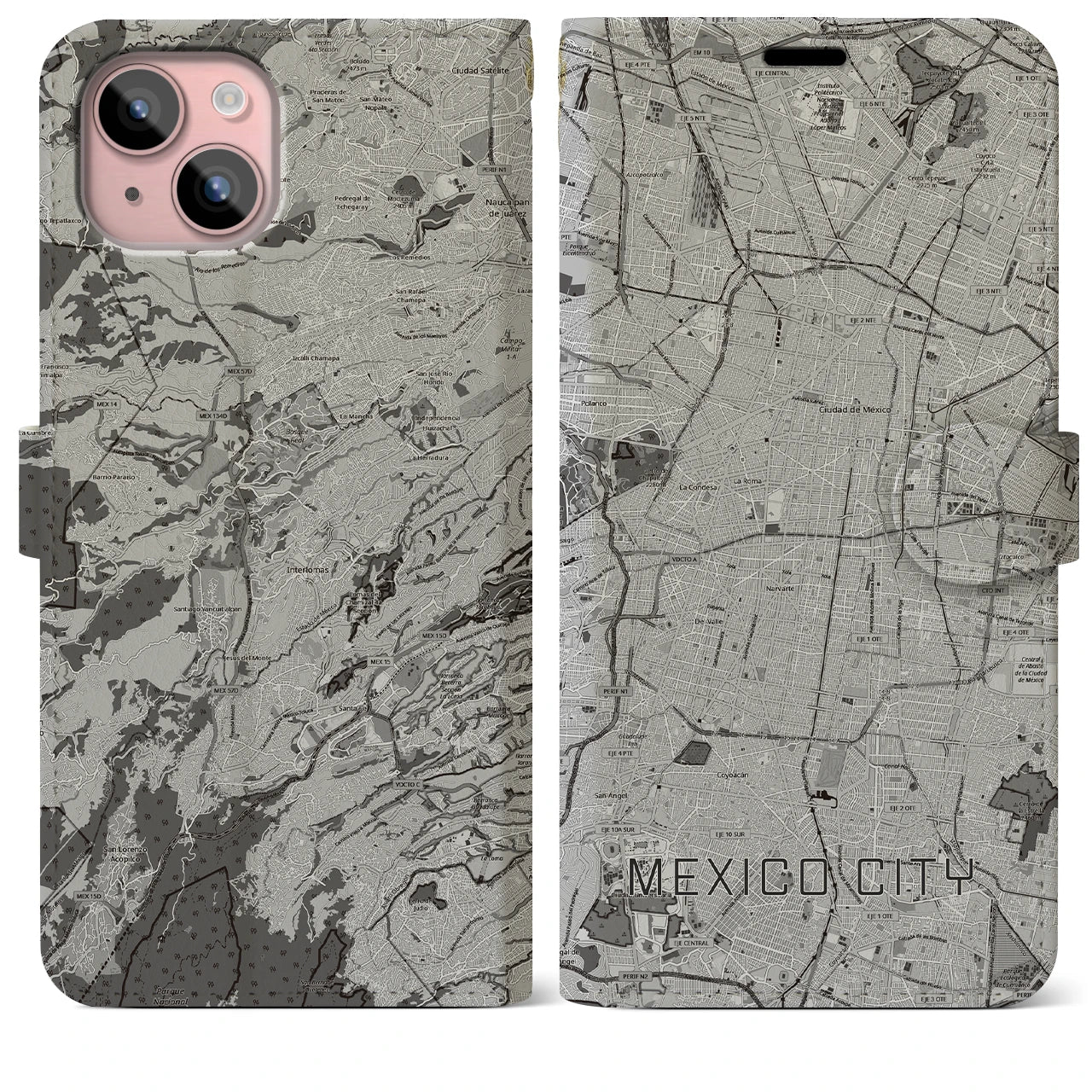【メキシコシティ(メキシコ)】地図柄iPhoneケース(手帳タイプ)