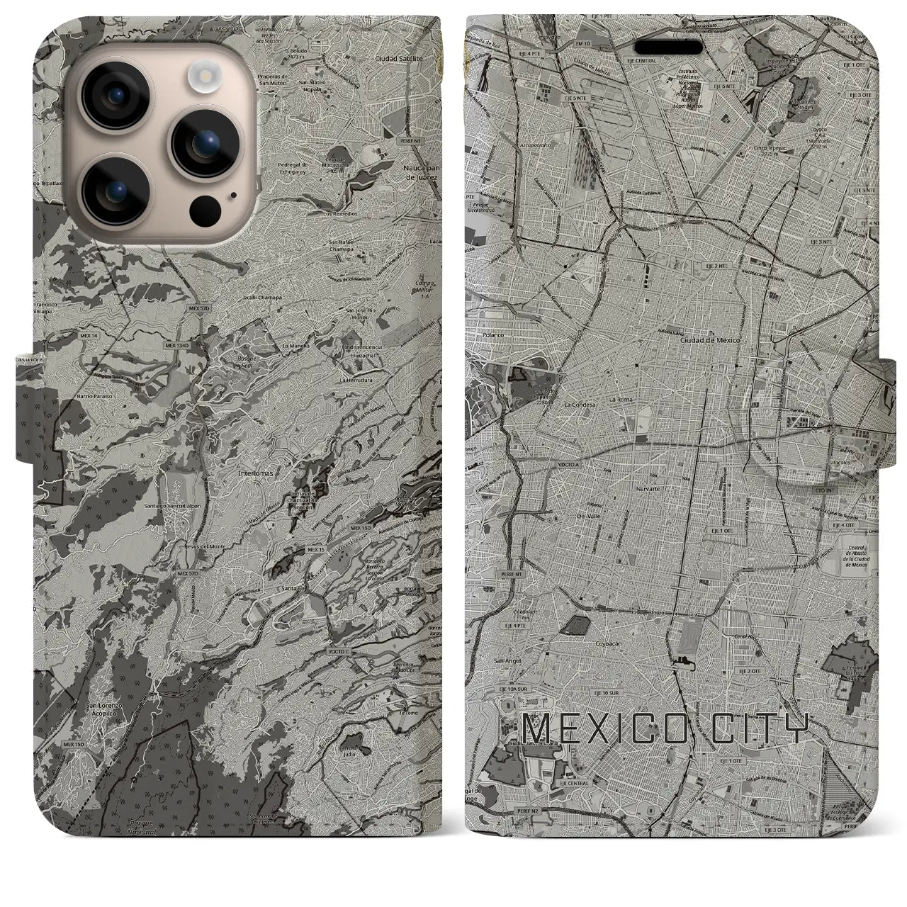 【メキシコシティ(メキシコ)】地図柄iPhoneケース(手帳タイプ)