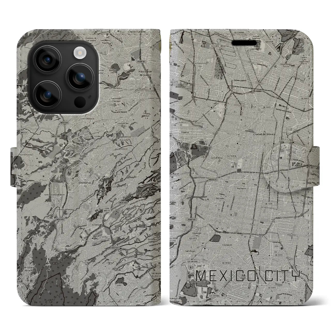 【メキシコシティ(メキシコ)】地図柄iPhoneケース(手帳タイプ)