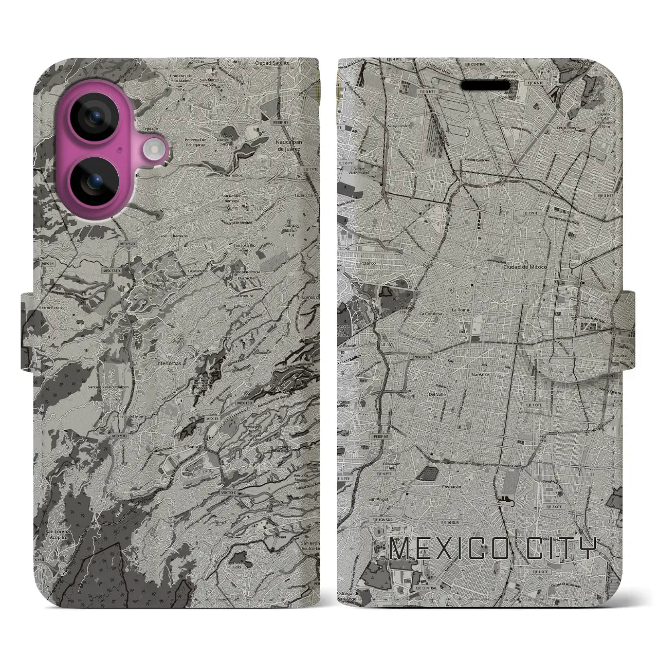 【メキシコシティ(メキシコ)】地図柄iPhoneケース(手帳タイプ)