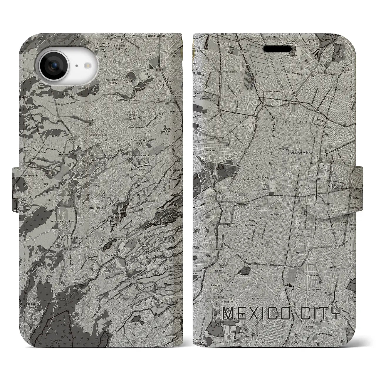 【メキシコシティ(メキシコ)】地図柄iPhoneケース(手帳タイプ)