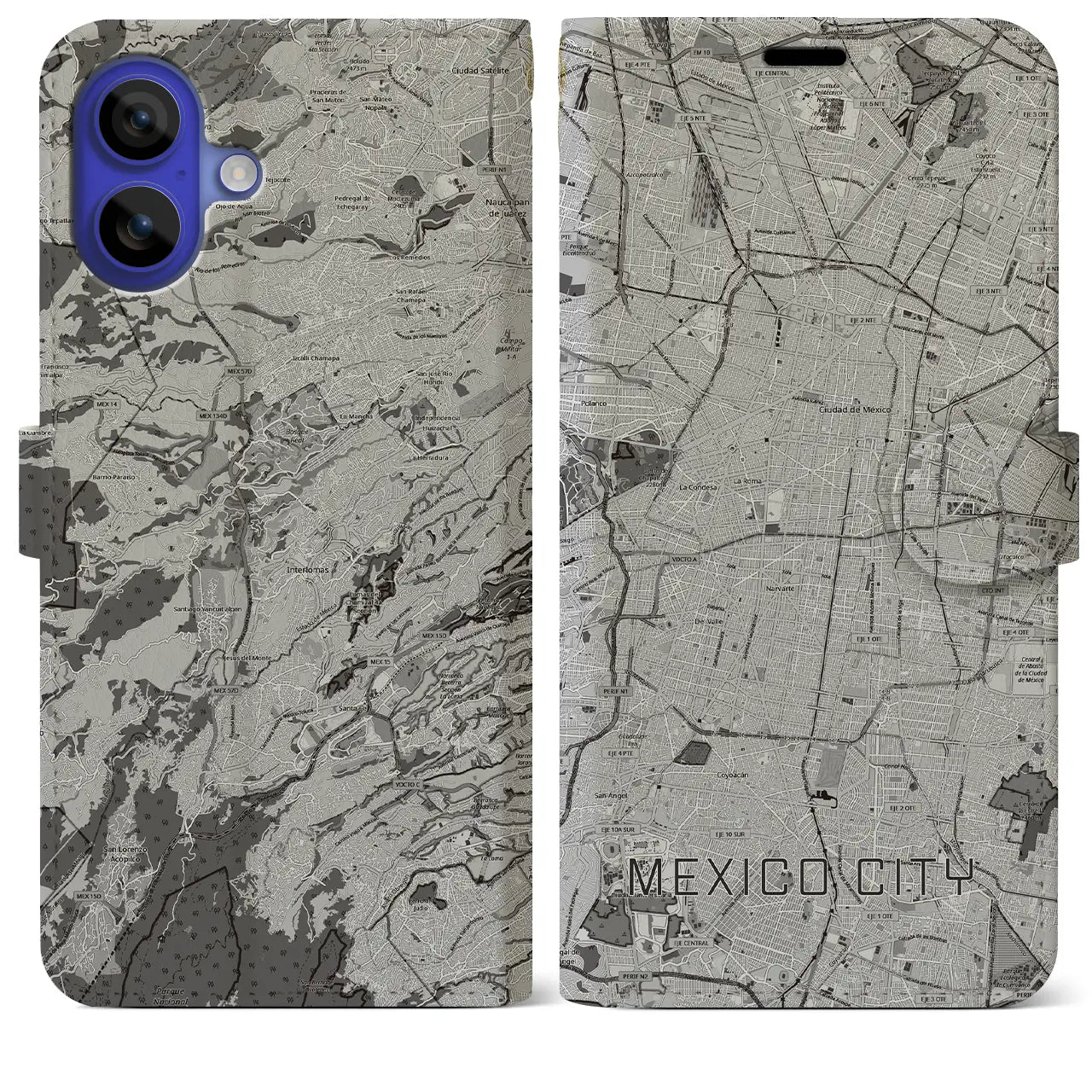 【メキシコシティ(メキシコ)】地図柄iPhoneケース(手帳タイプ)