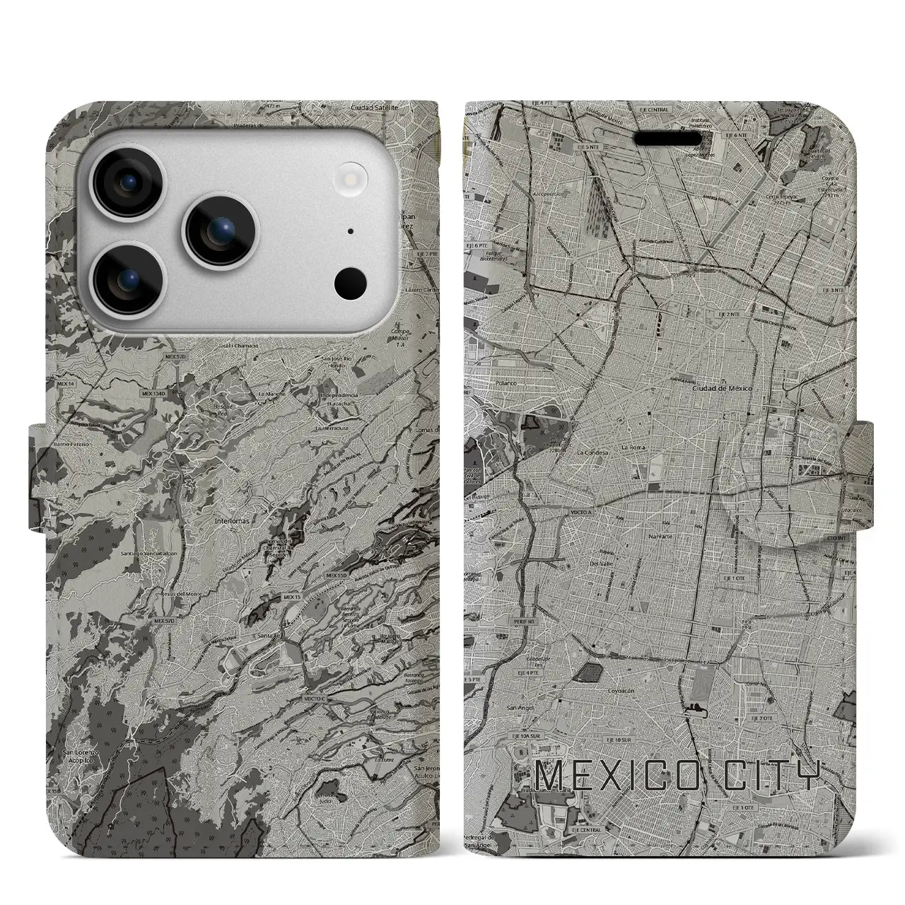 【メキシコシティ(メキシコ)】地図柄iPhoneケース(手帳タイプ)