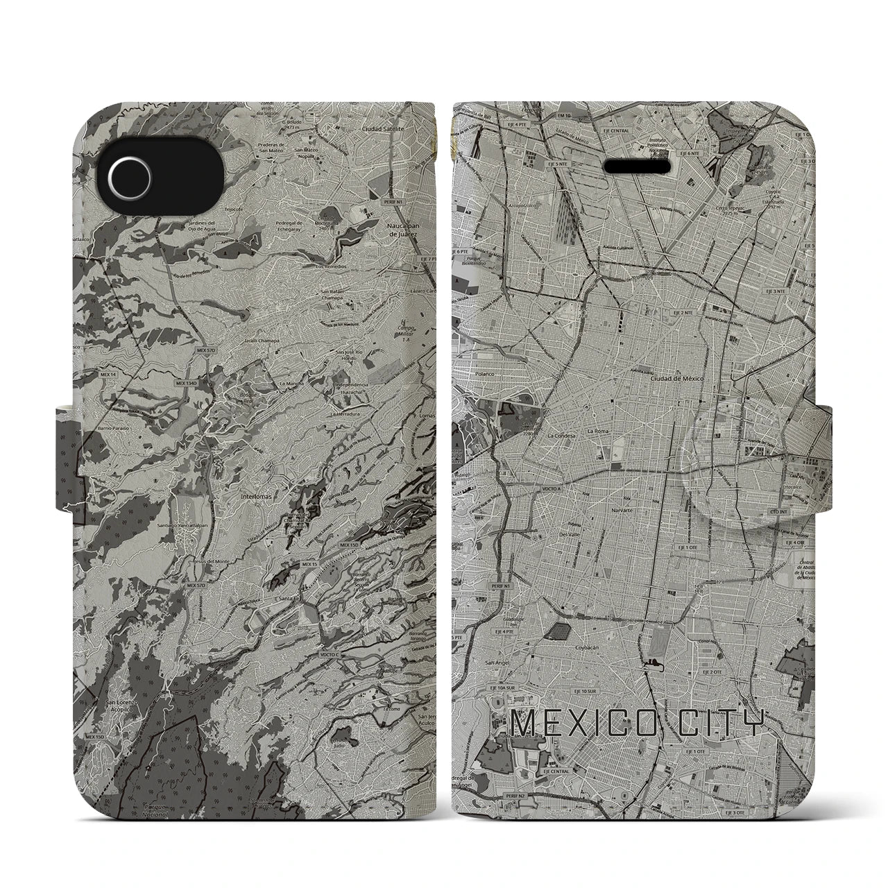 【メキシコシティ(メキシコ)】地図柄iPhoneケース(手帳タイプ)