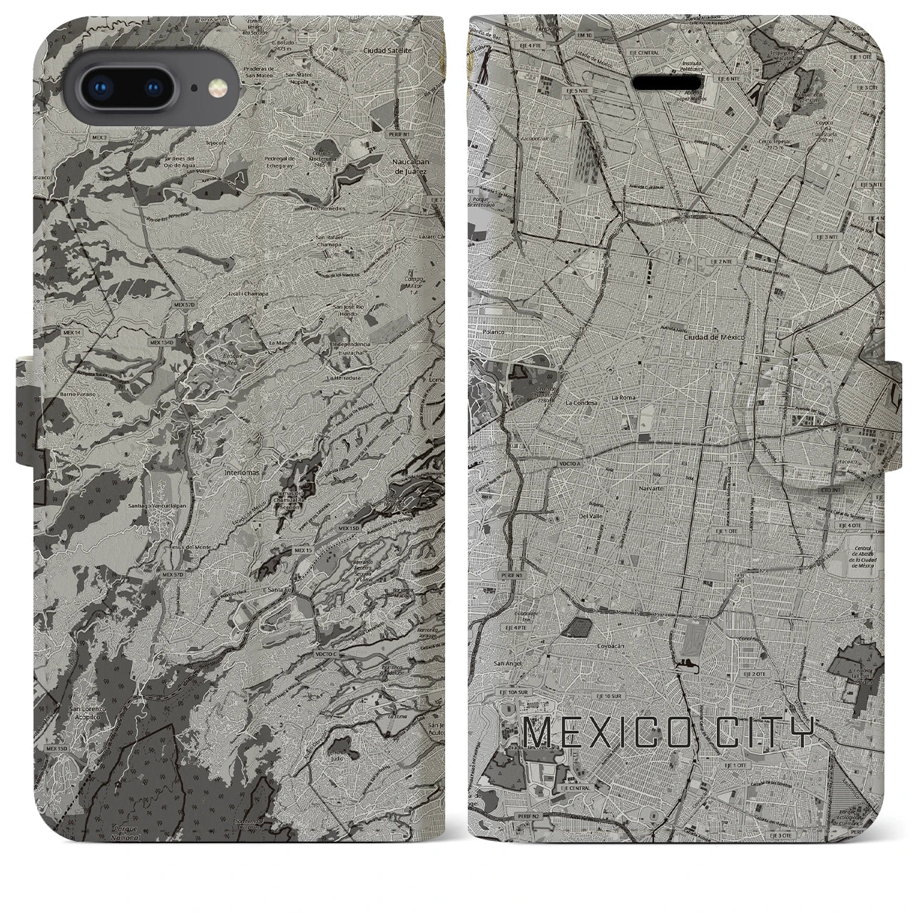 【メキシコシティ(メキシコ)】地図柄iPhoneケース(手帳タイプ)