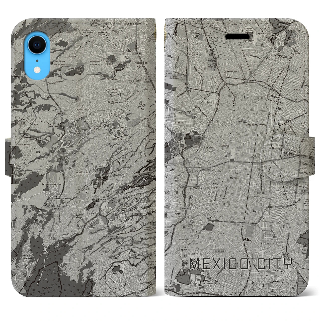 【メキシコシティ(メキシコ)】地図柄iPhoneケース(手帳タイプ)