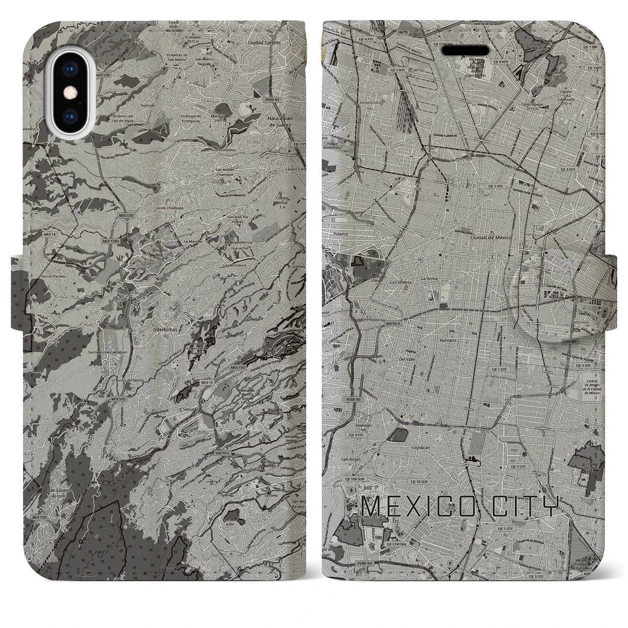 【メキシコシティ(メキシコ)】地図柄iPhoneケース(手帳タイプ)