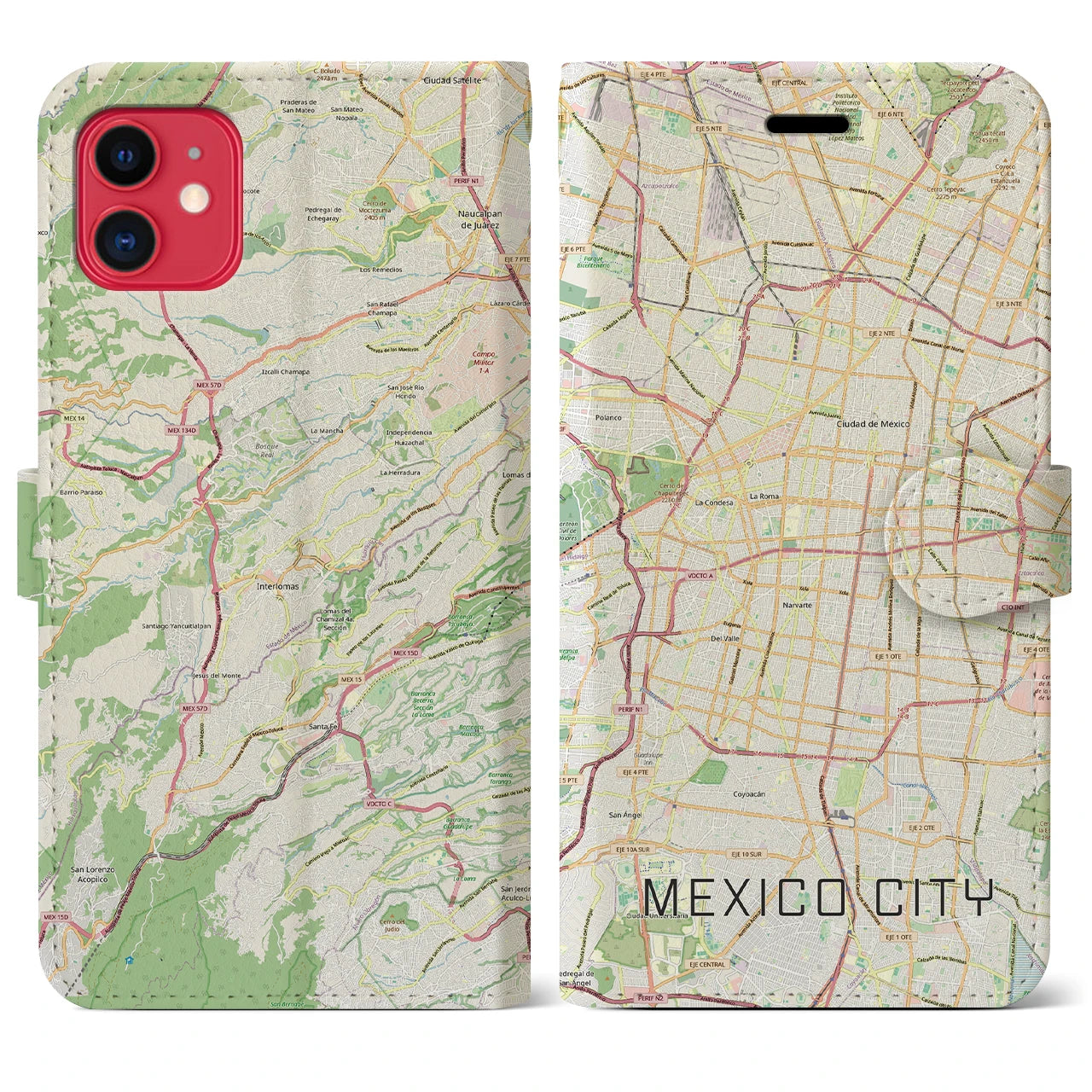 【メキシコシティ(メキシコ)】地図柄iPhoneケース(手帳タイプ)