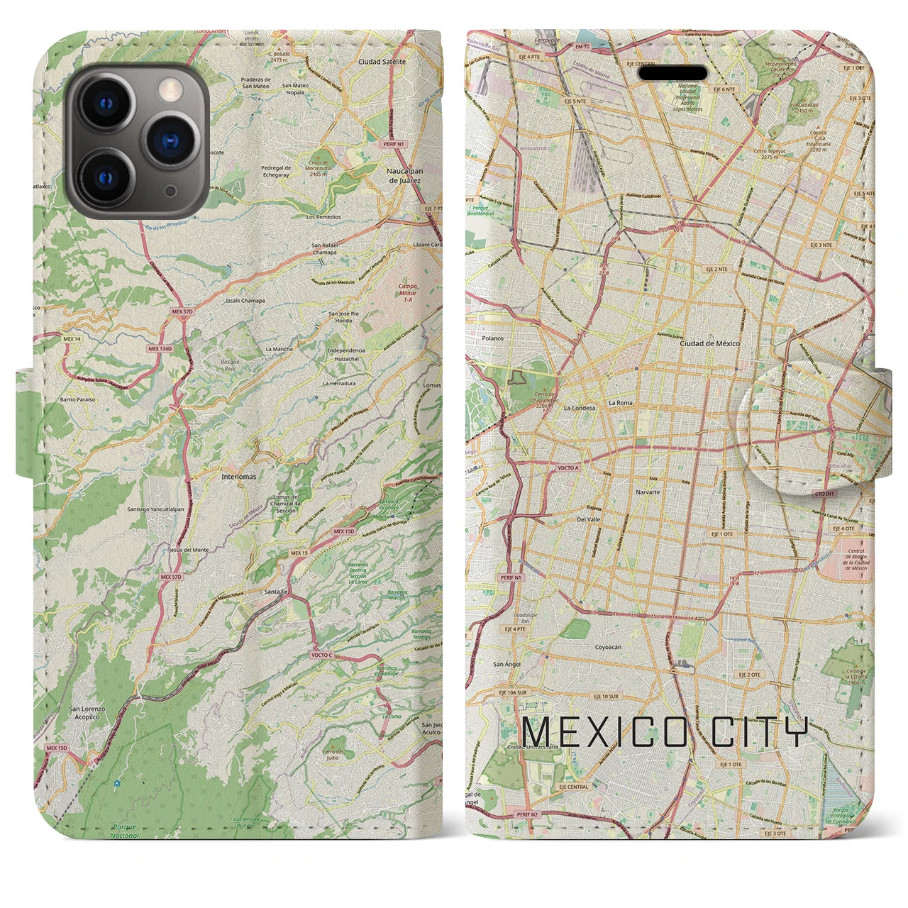 【メキシコシティ(メキシコ)】地図柄iPhoneケース(手帳タイプ)