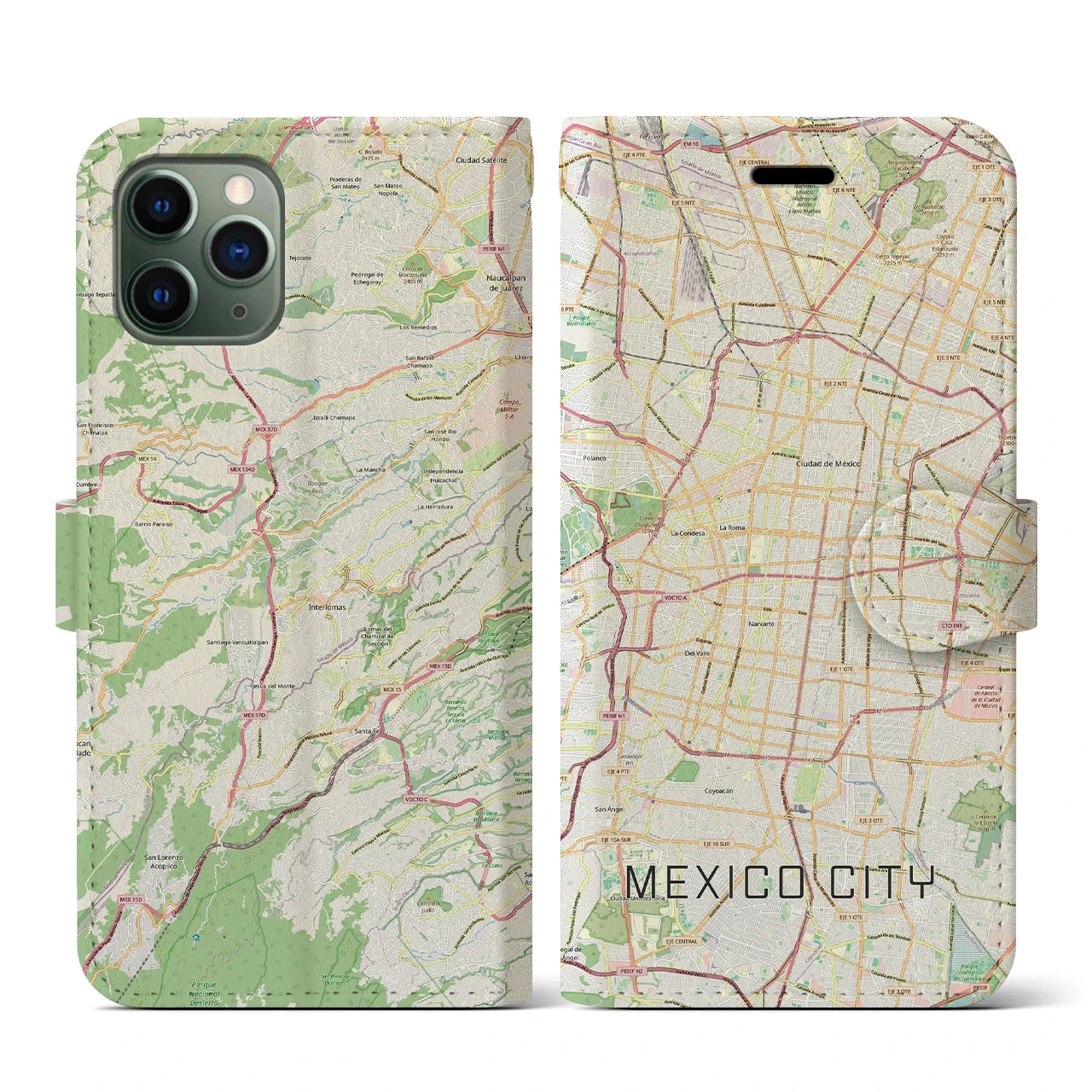 【メキシコシティ(メキシコ)】地図柄iPhoneケース(手帳タイプ)