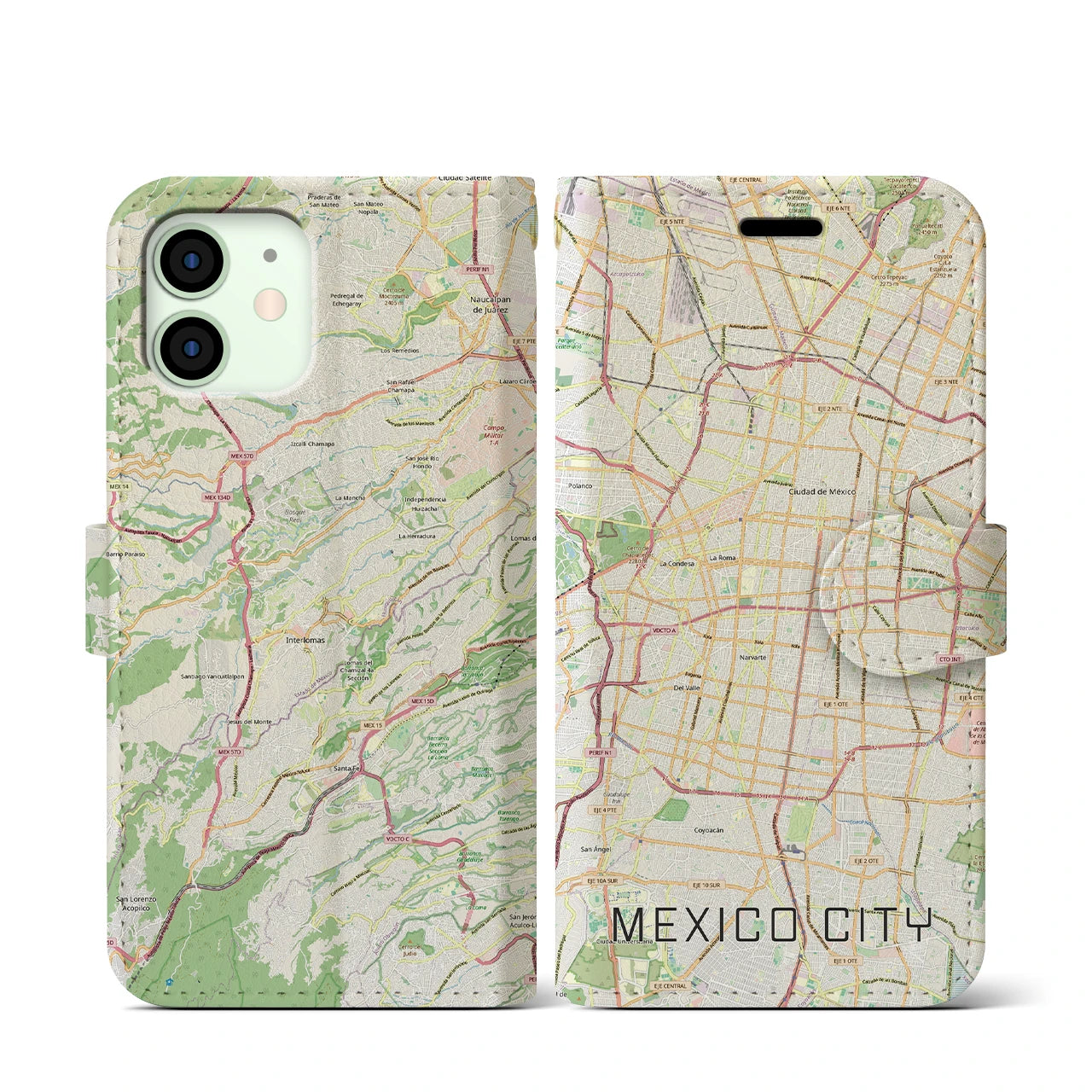 【メキシコシティ(メキシコ)】地図柄iPhoneケース(手帳タイプ)