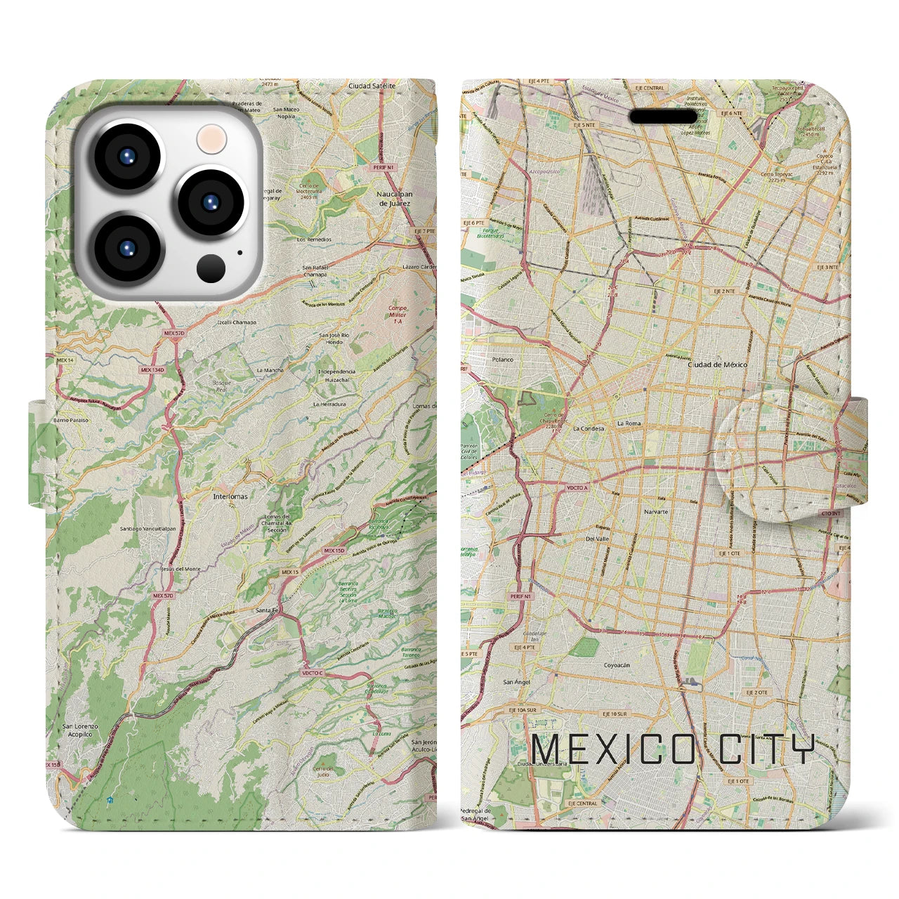 【メキシコシティ(メキシコ)】地図柄iPhoneケース(手帳タイプ)