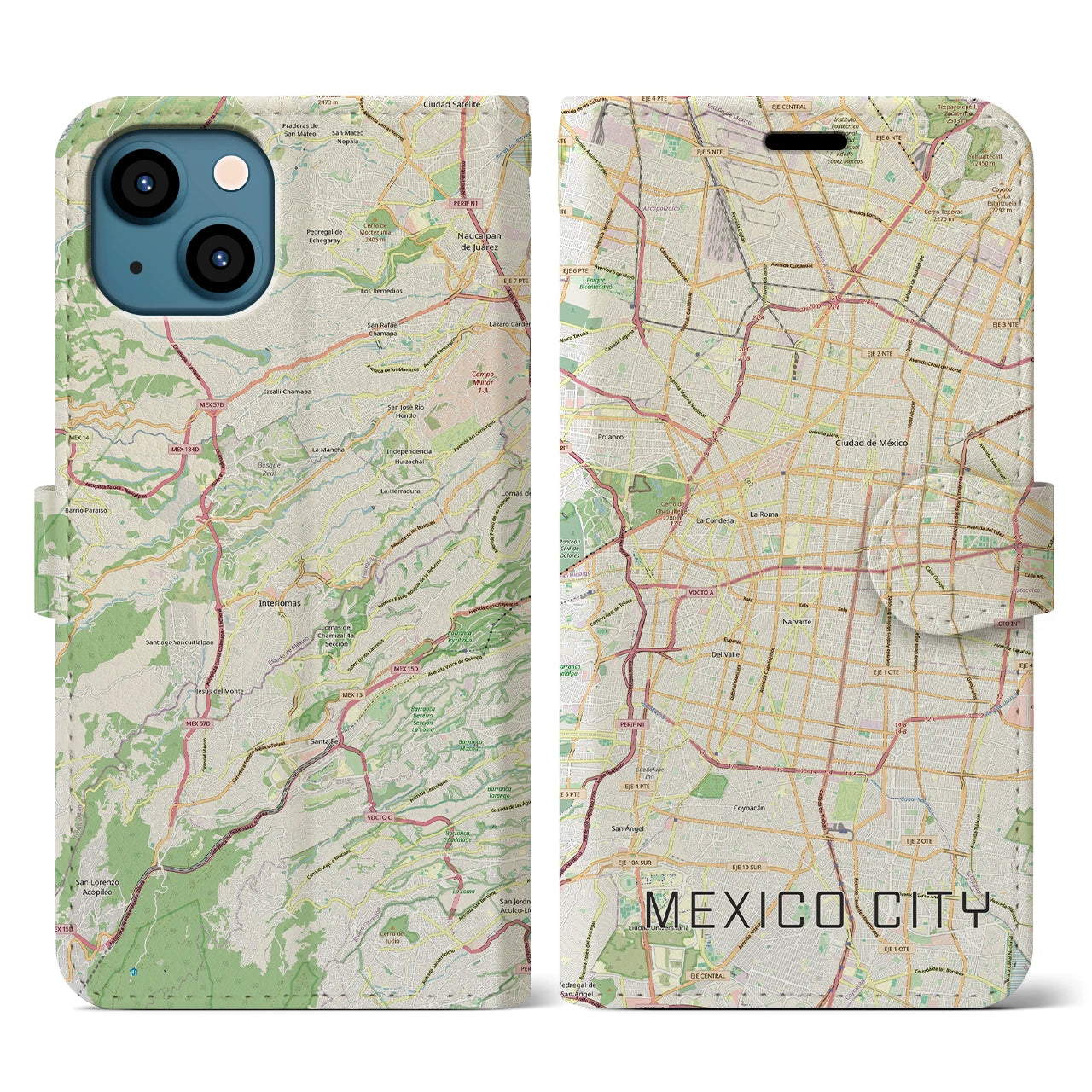 【メキシコシティ(メキシコ)】地図柄iPhoneケース(手帳タイプ)