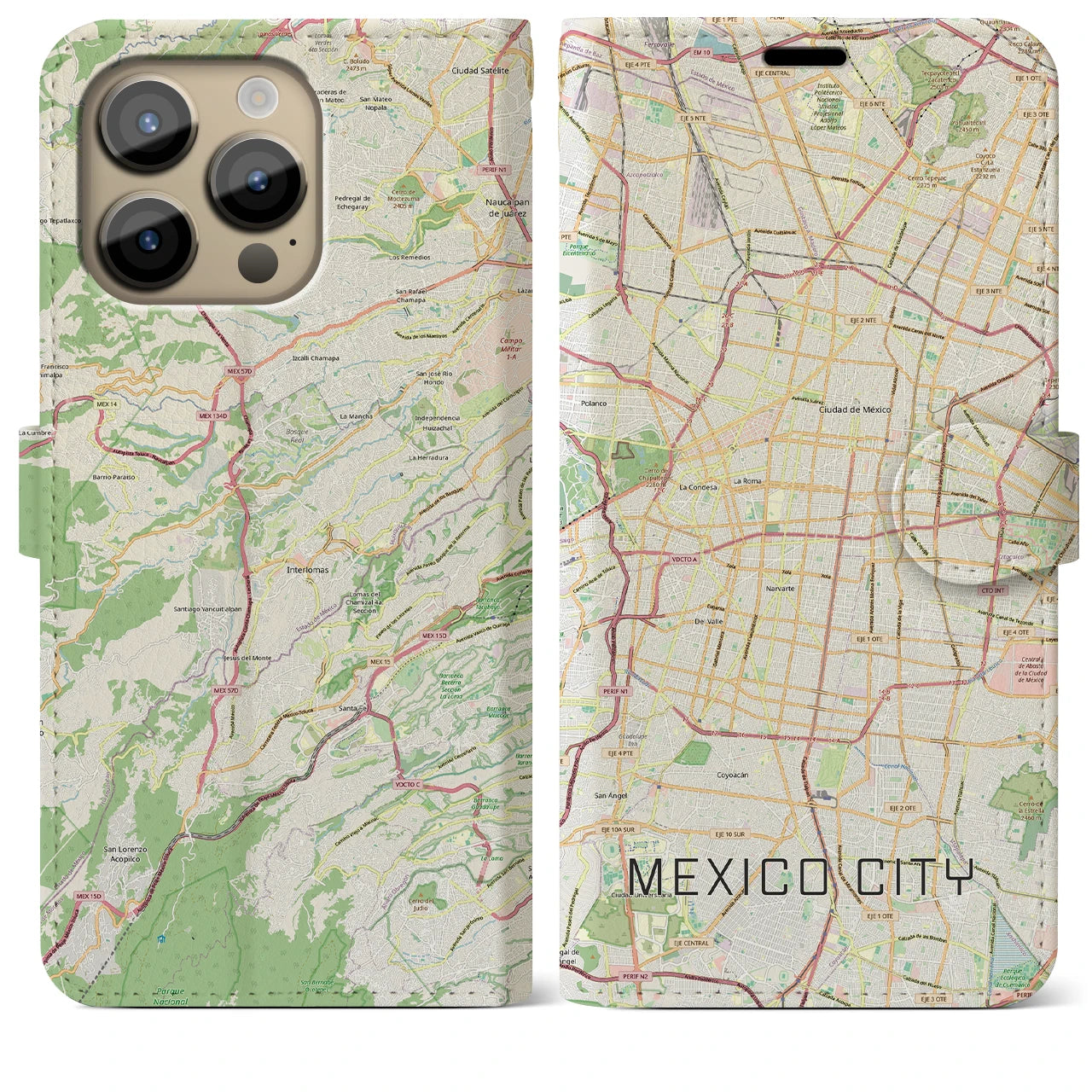 【メキシコシティ(メキシコ)】地図柄iPhoneケース(手帳タイプ)