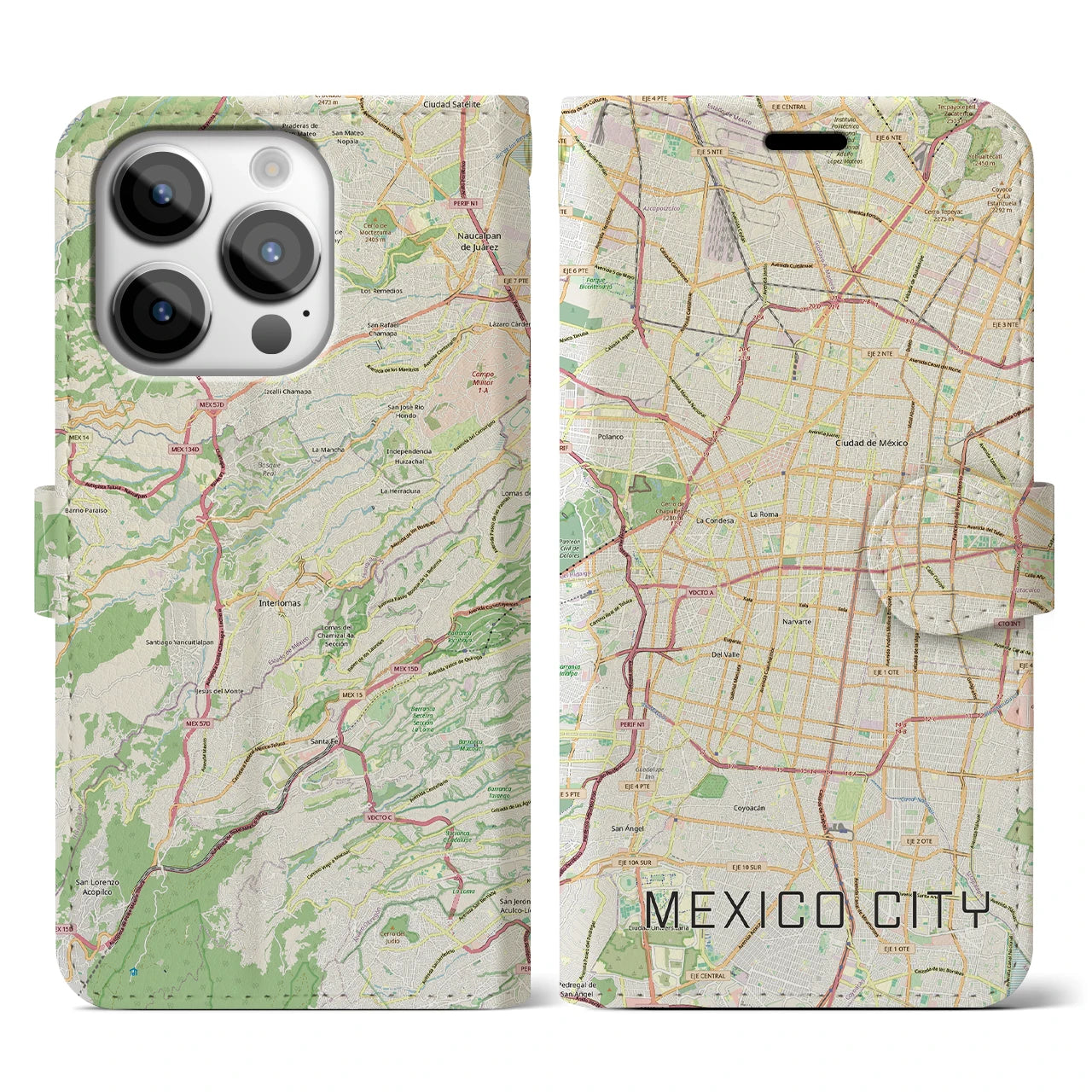 【メキシコシティ(メキシコ)】地図柄iPhoneケース(手帳タイプ)