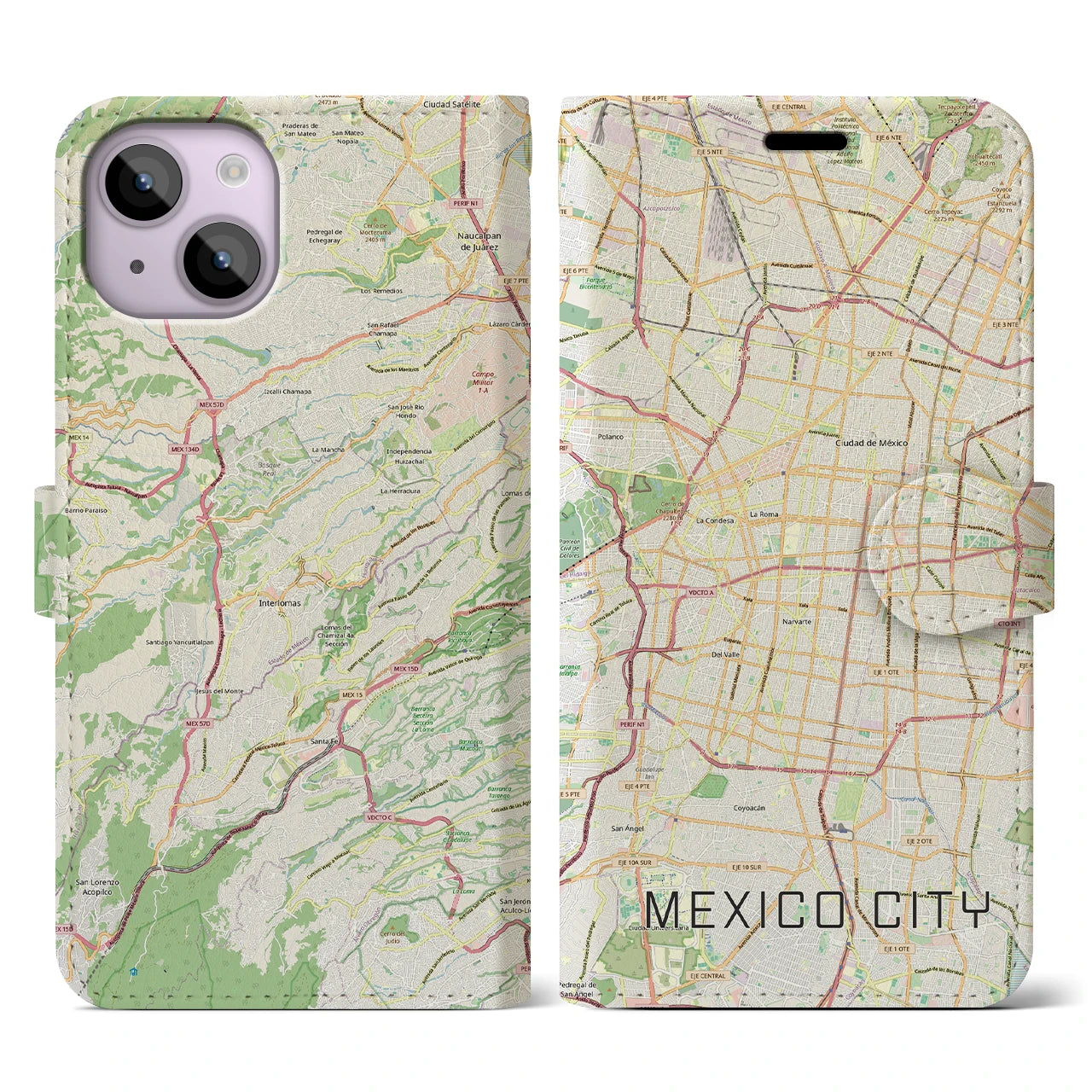 【メキシコシティ(メキシコ)】地図柄iPhoneケース(手帳タイプ)