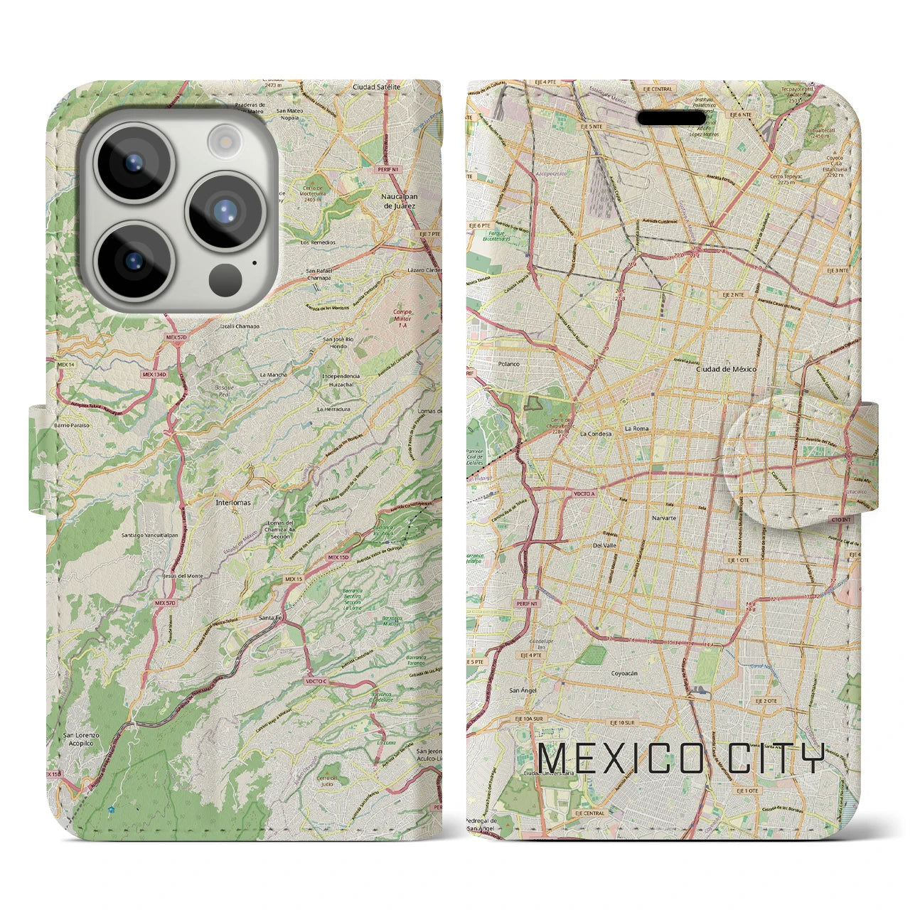 【メキシコシティ(メキシコ)】地図柄iPhoneケース(手帳タイプ)