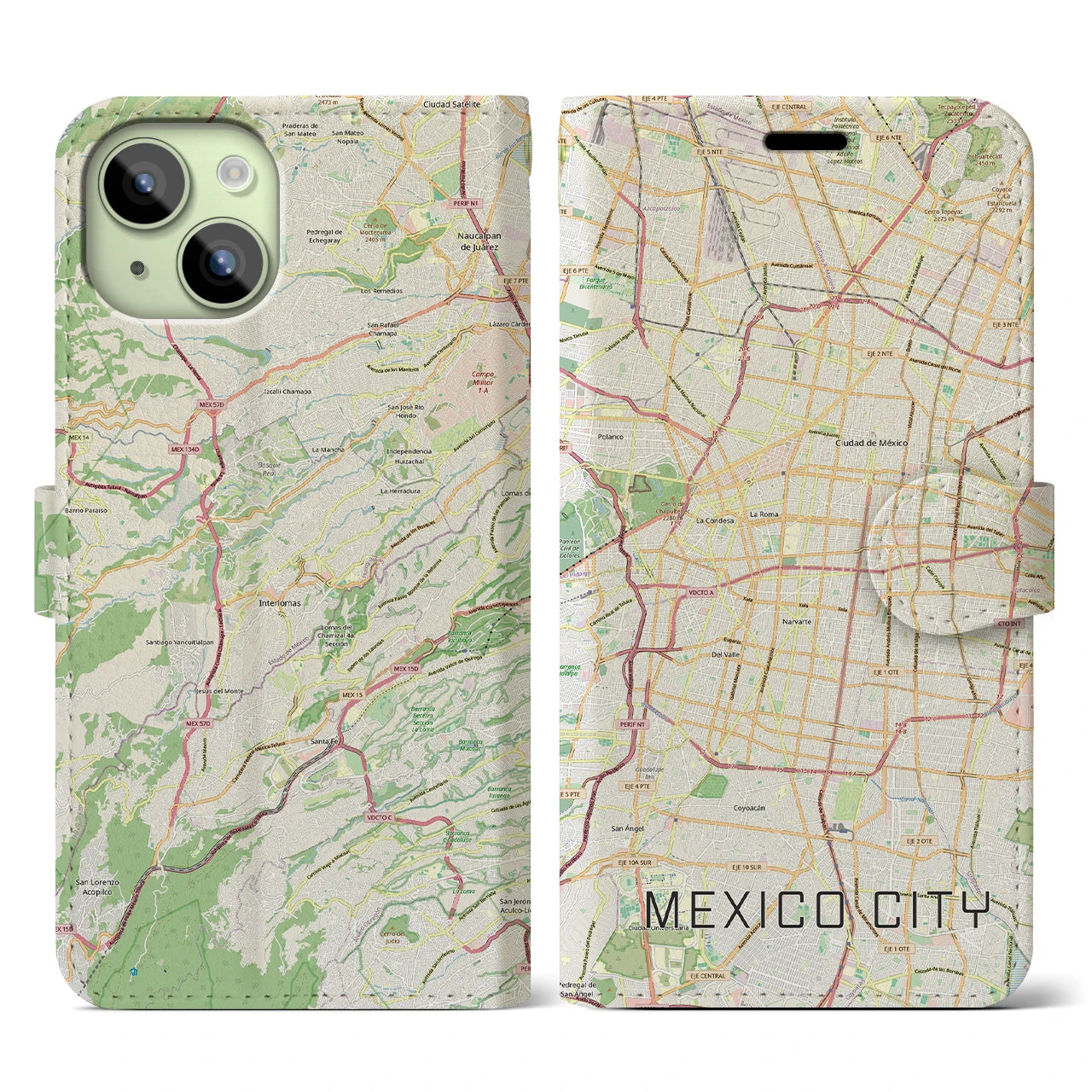【メキシコシティ(メキシコ)】地図柄iPhoneケース(手帳タイプ)