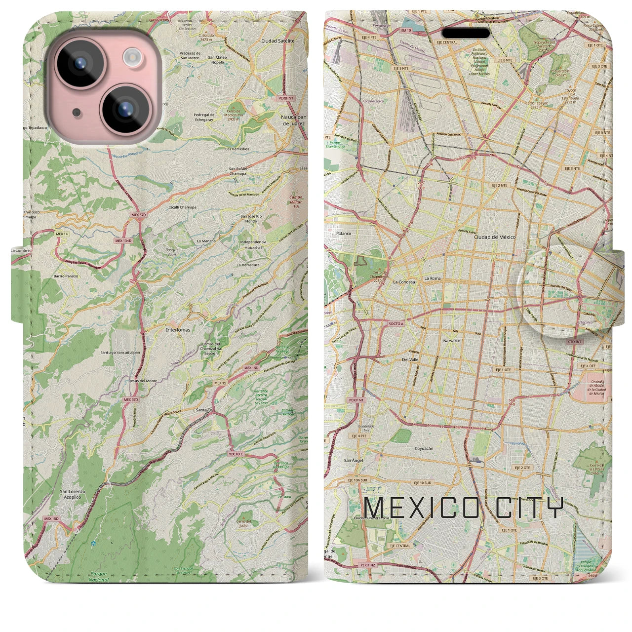 【メキシコシティ(メキシコ)】地図柄iPhoneケース(手帳タイプ)