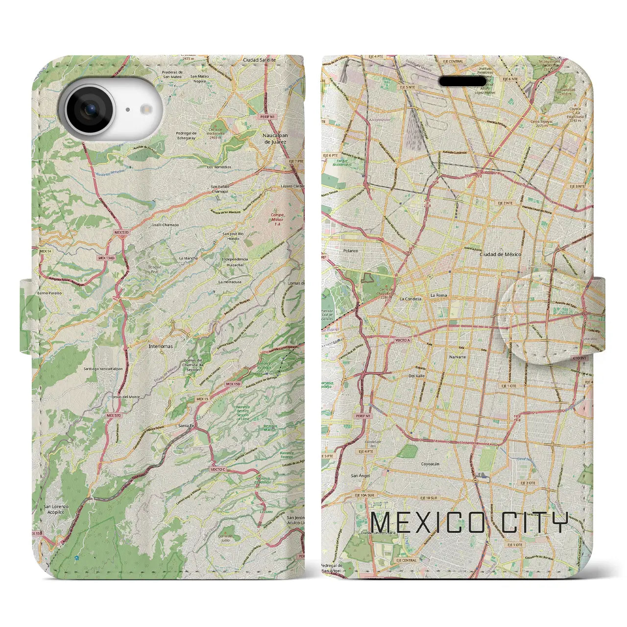 【メキシコシティ(メキシコ)】地図柄iPhoneケース(手帳タイプ)