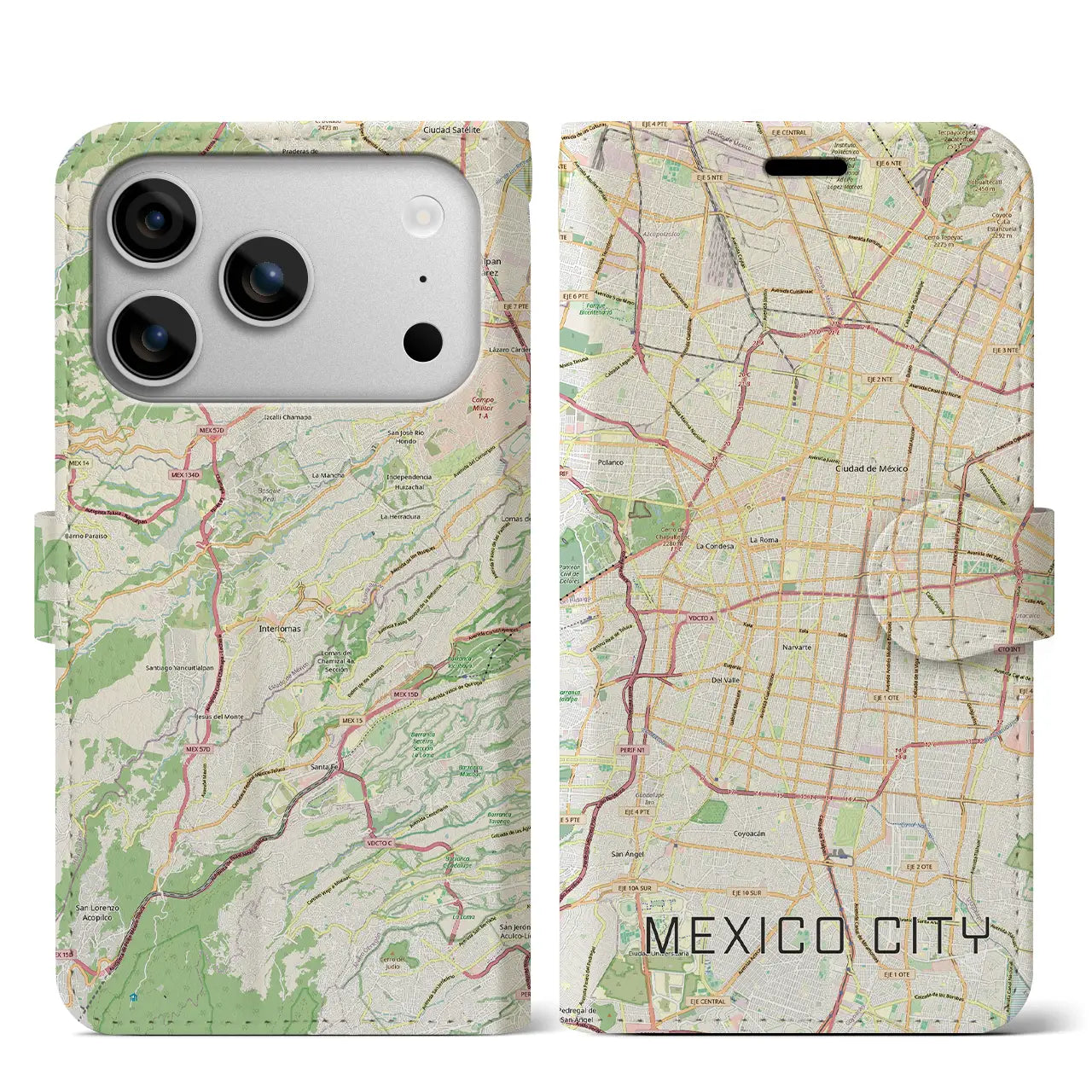 【メキシコシティ(メキシコ)】地図柄iPhoneケース(手帳タイプ)