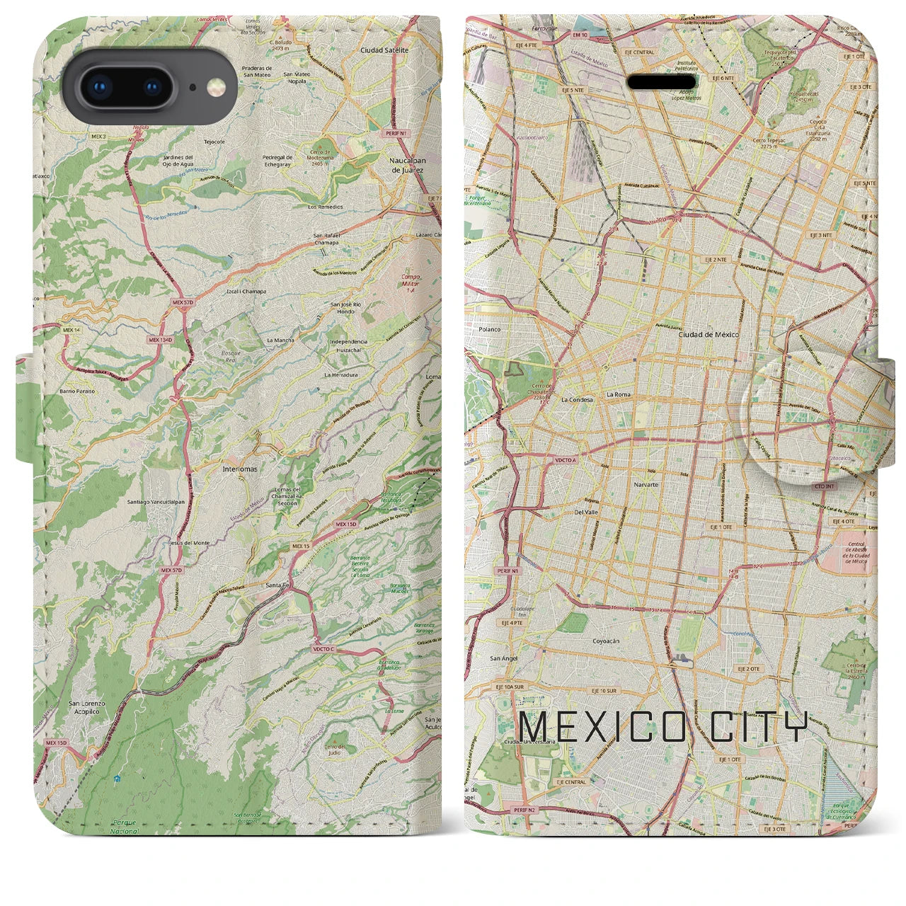 【メキシコシティ(メキシコ)】地図柄iPhoneケース(手帳タイプ)