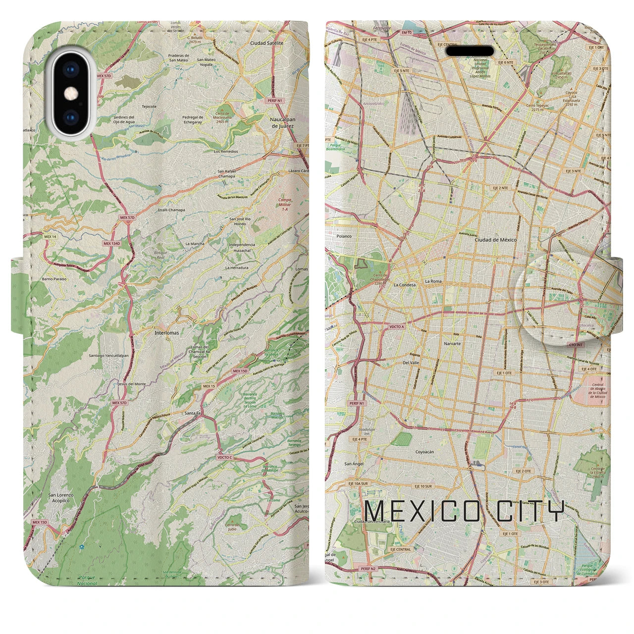 【メキシコシティ(メキシコ)】地図柄iPhoneケース(手帳タイプ)