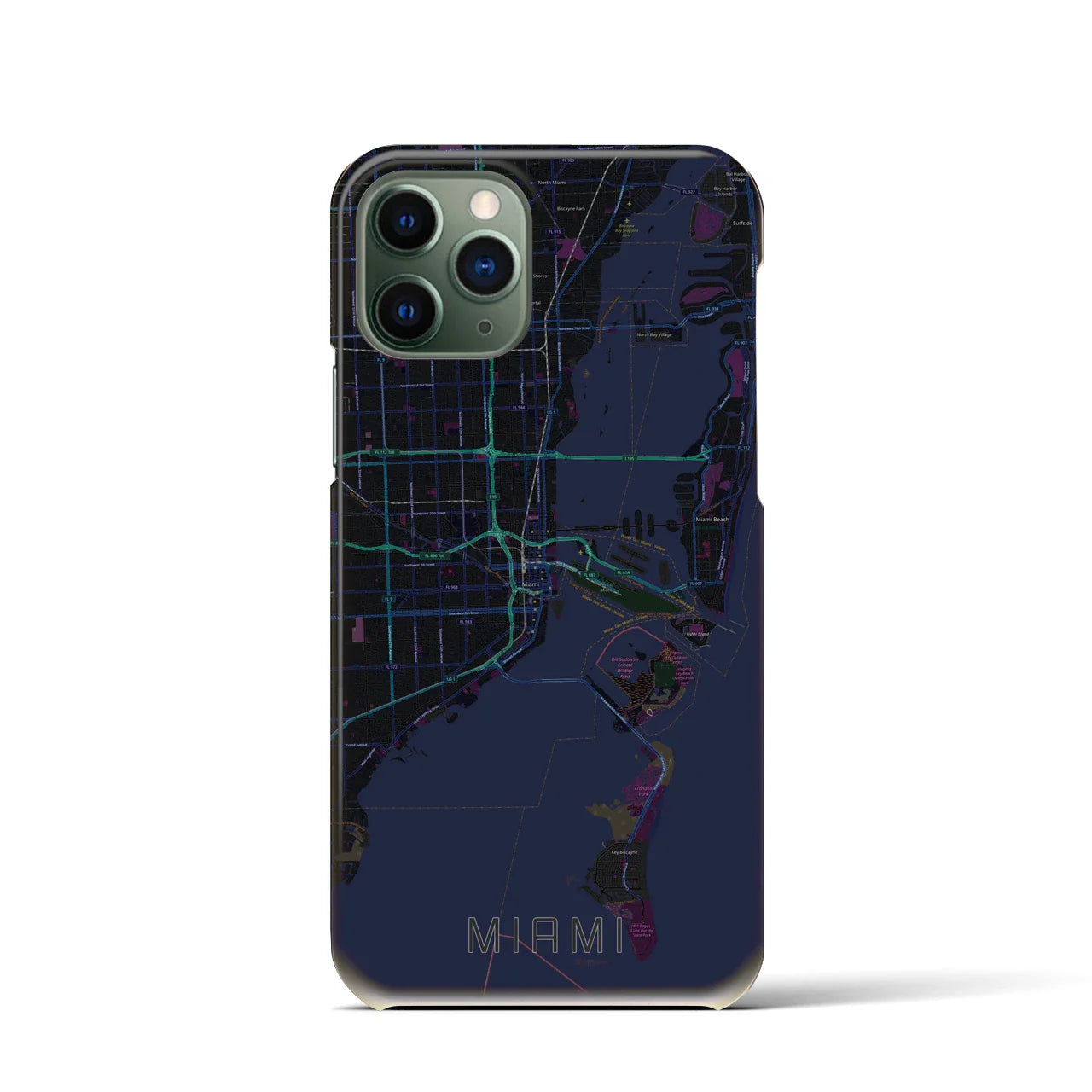 【マイアミ(アメリカ)】地図柄iPhoneケース(バックカバータイプ)