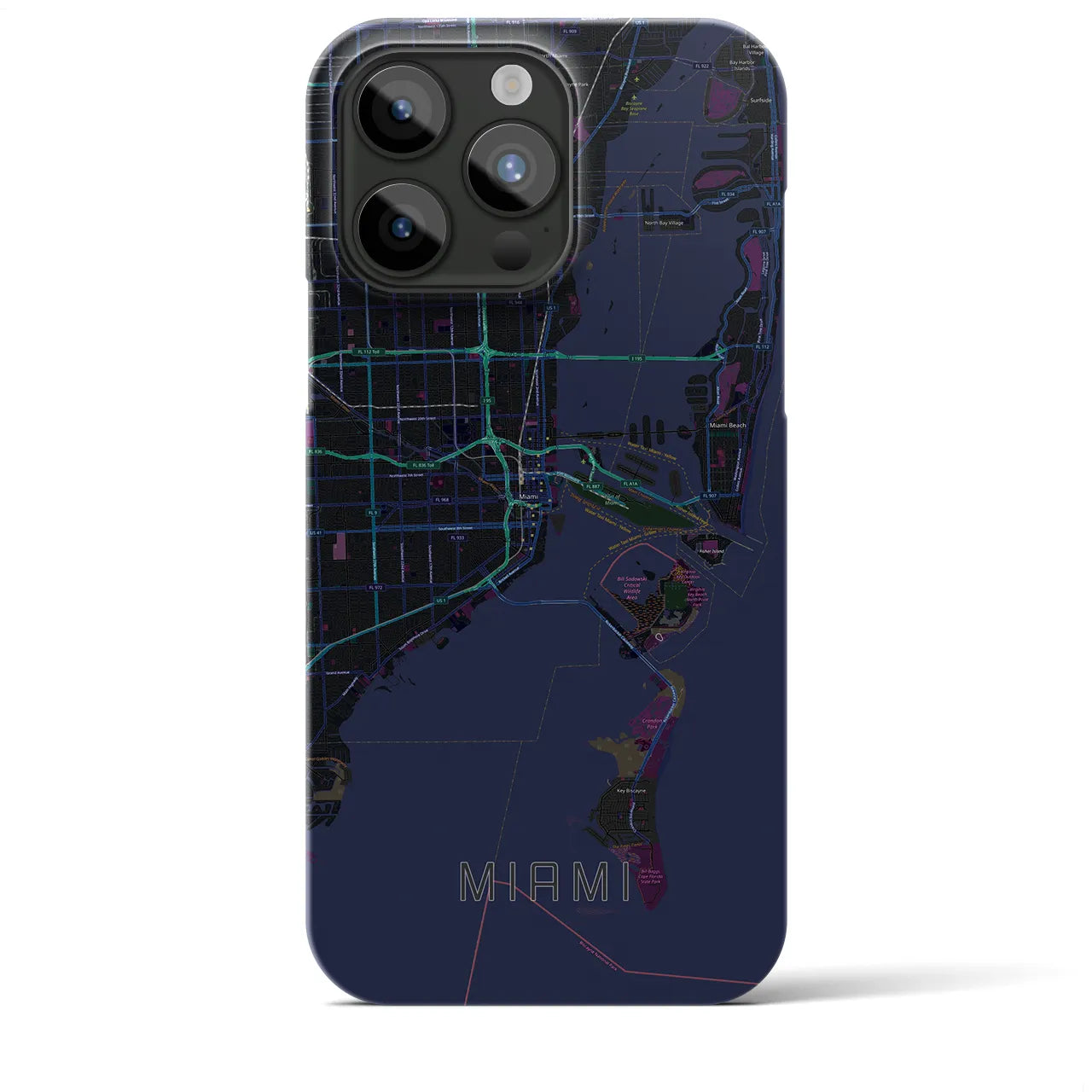 【マイアミ(アメリカ)】地図柄iPhoneケース(バックカバータイプ)