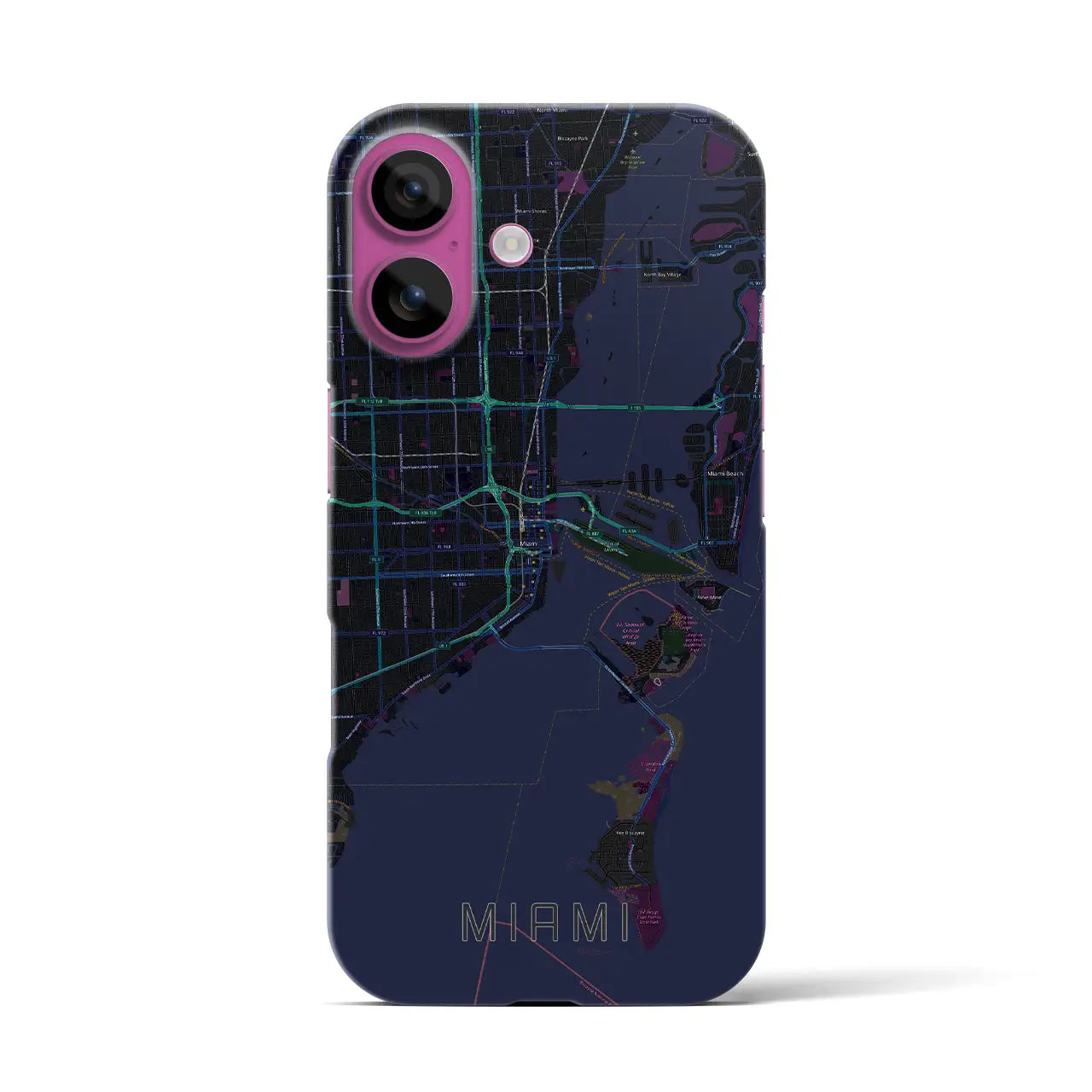 【マイアミ(アメリカ)】地図柄iPhoneケース(バックカバータイプ)
