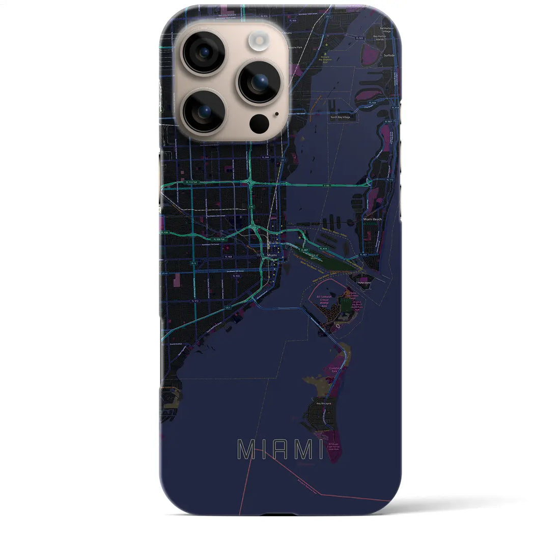【マイアミ(アメリカ)】地図柄iPhoneケース(バックカバータイプ)