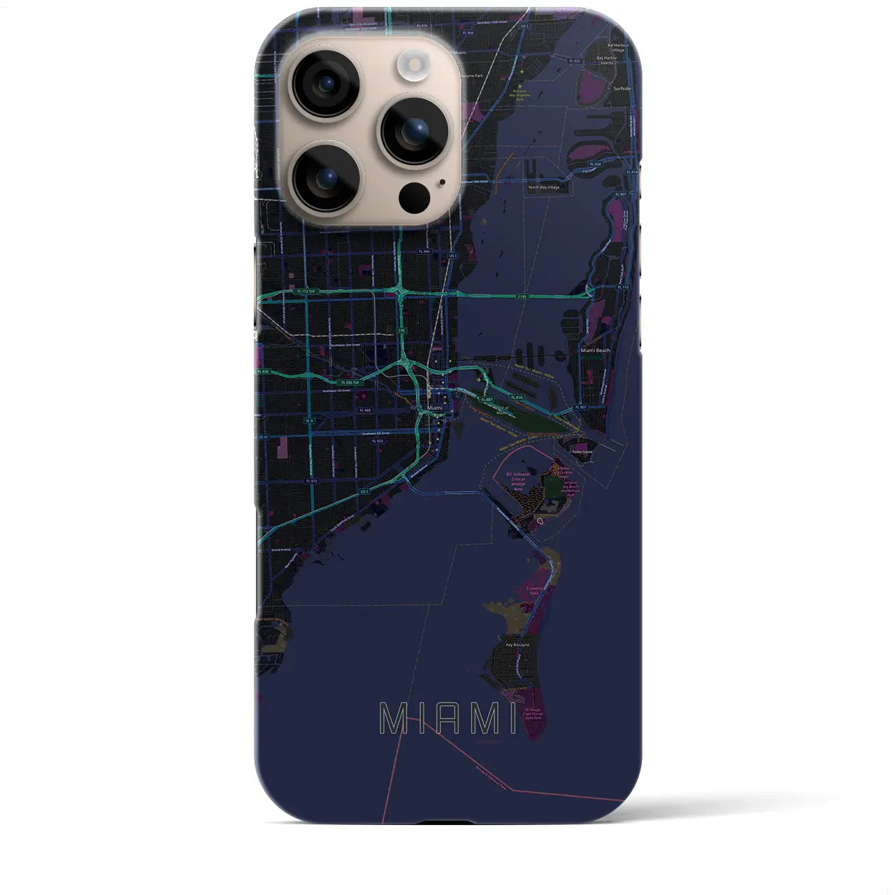【マイアミ(アメリカ)】地図柄iPhoneケース(バックカバータイプ)