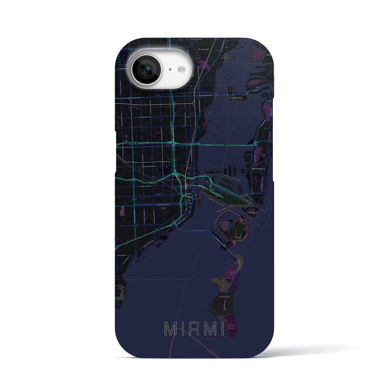 【マイアミ(アメリカ)】地図柄iPhoneケース(バックカバータイプ)