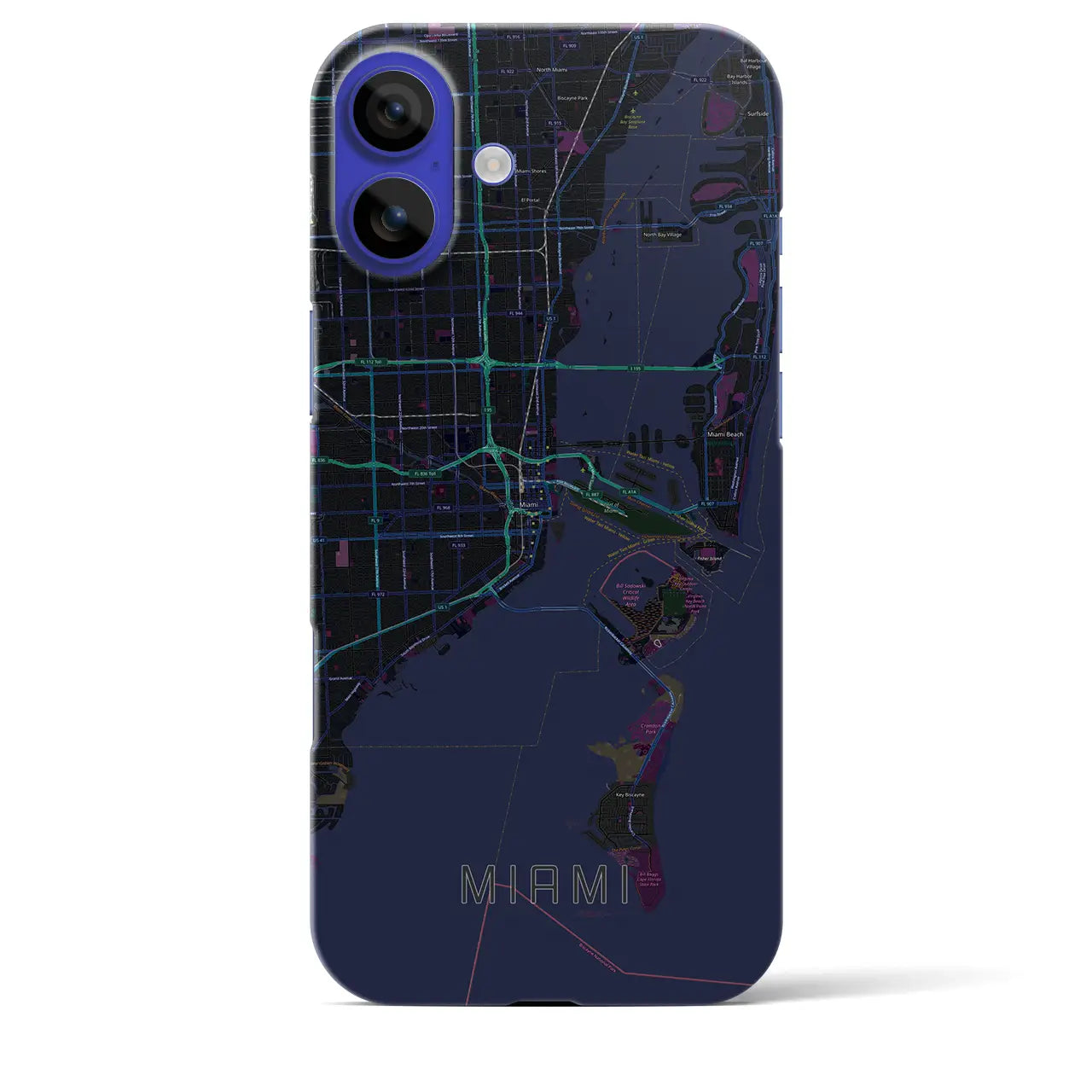 【マイアミ(アメリカ)】地図柄iPhoneケース(バックカバータイプ)