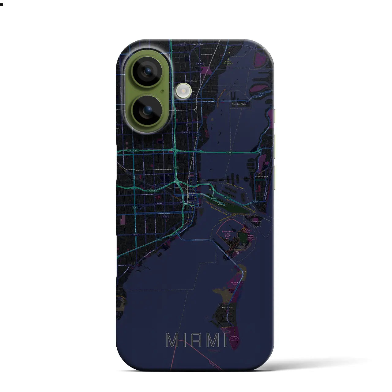 【マイアミ(アメリカ)】地図柄iPhoneケース(バックカバータイプ)
