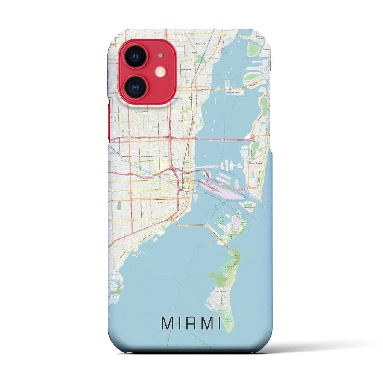 【マイアミ(アメリカ)】地図柄iPhoneケース(バックカバータイプ)