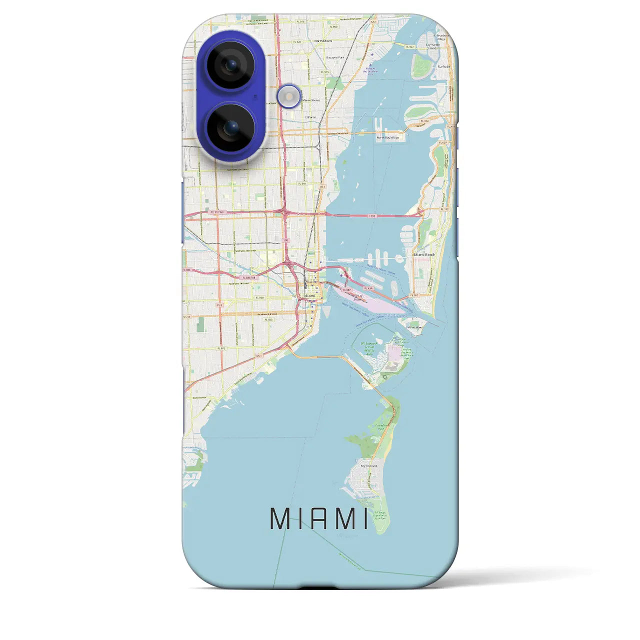 【マイアミ(アメリカ)】地図柄iPhoneケース(バックカバータイプ)ナチュラル・iPhone 16 Pro Max 用
