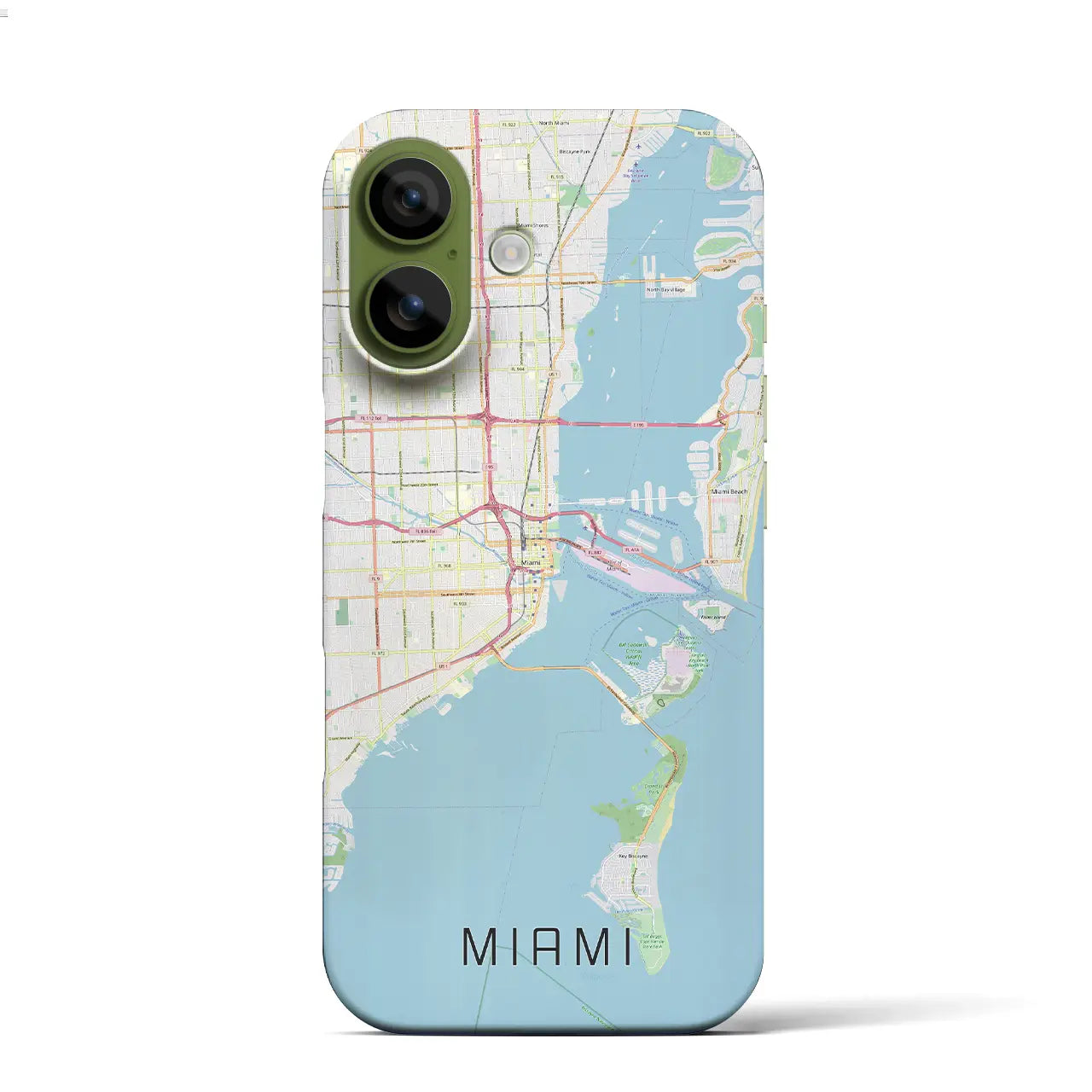 【マイアミ(アメリカ)】地図柄iPhoneケース(バックカバータイプ)ナチュラル・iPhone 17 Pro Max 用