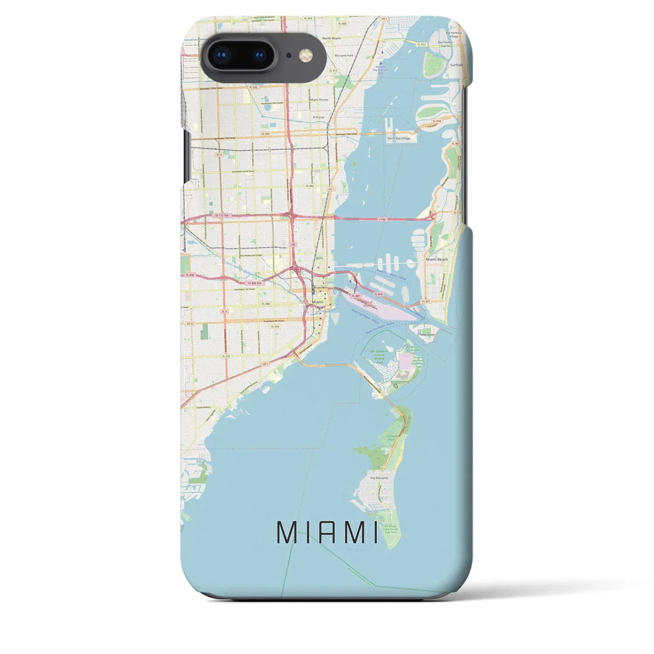 【マイアミ(アメリカ)】地図柄iPhoneケース(バックカバータイプ)