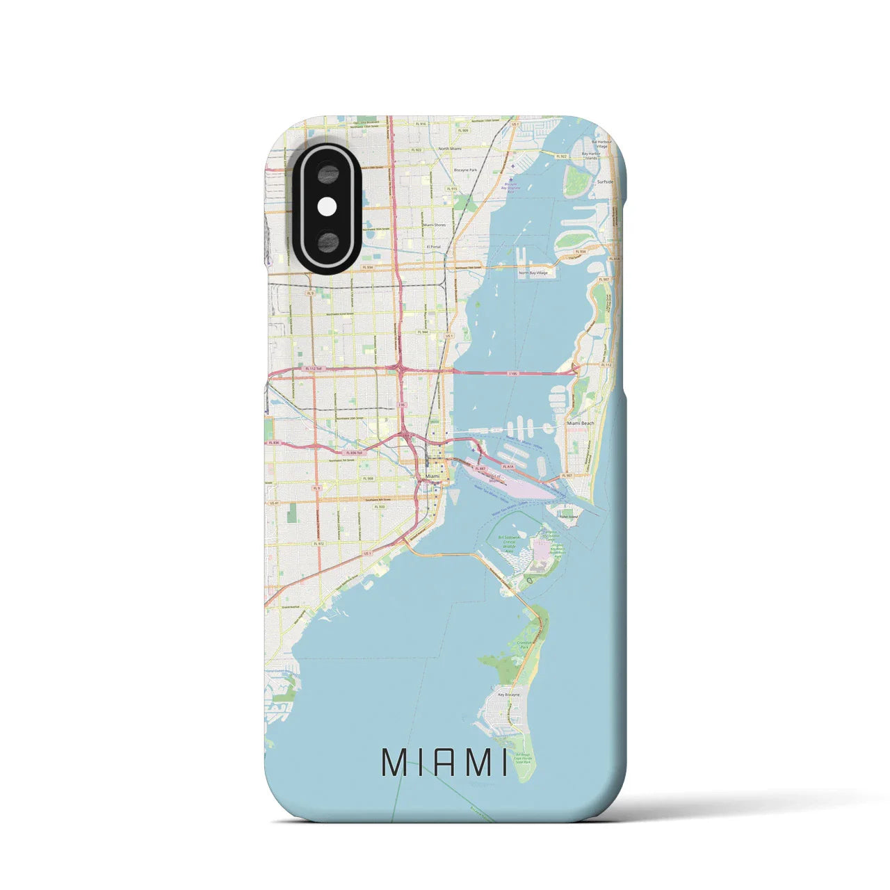 【マイアミ(アメリカ)】地図柄iPhoneケース(バックカバータイプ)