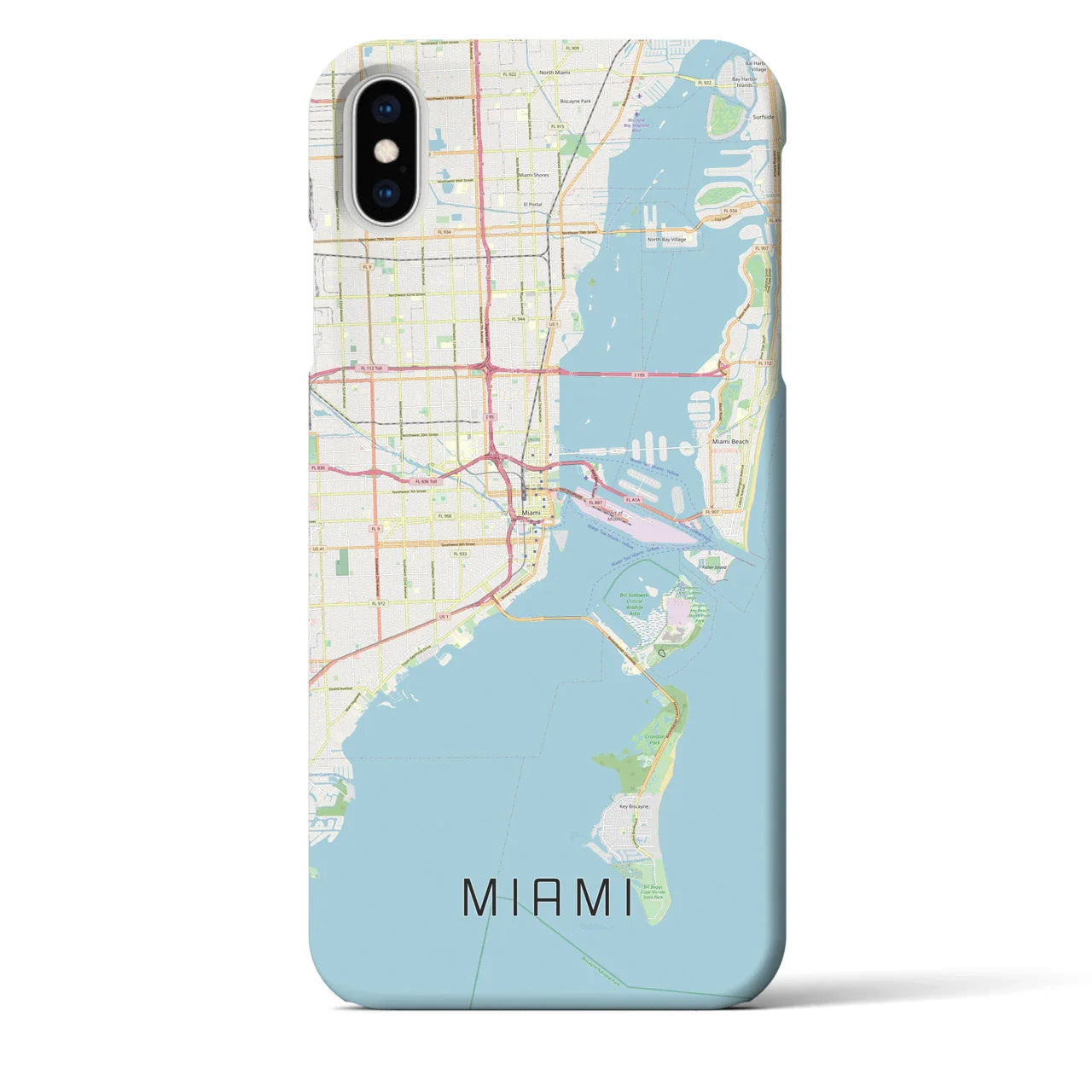 【マイアミ(アメリカ)】地図柄iPhoneケース(バックカバータイプ)