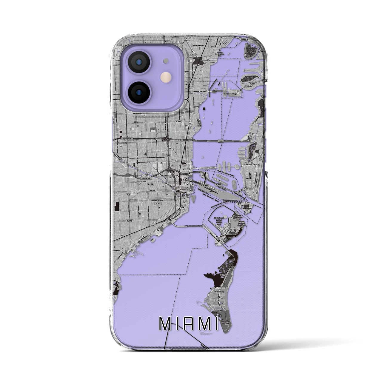 【マイアミ(アメリカ)】地図柄iPhoneケース(クリアタイプ)